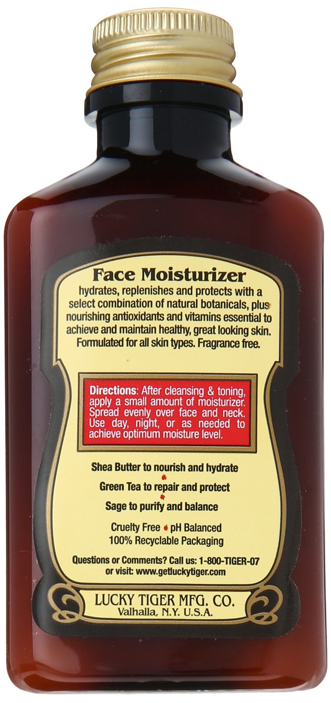 Lucky Tiger Premium Facial Moisturizer, 3.5 Ounce