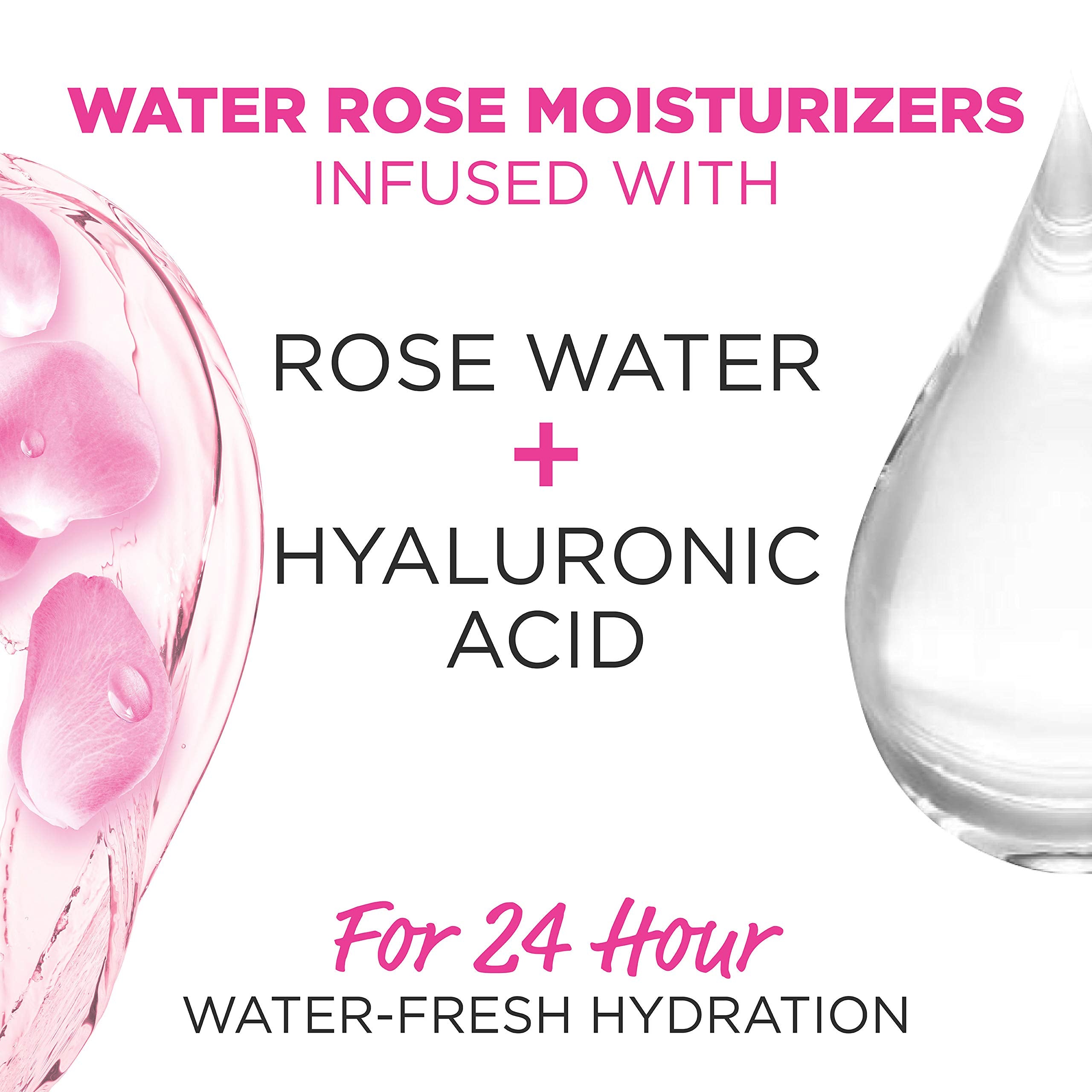 Garnier 24H Moisture Cream with Rose Water and Hyaluronic Acid, Face Moisturizer for Normal to Dry Skin, 1.7 Fl Oz (48g), 1 Coun