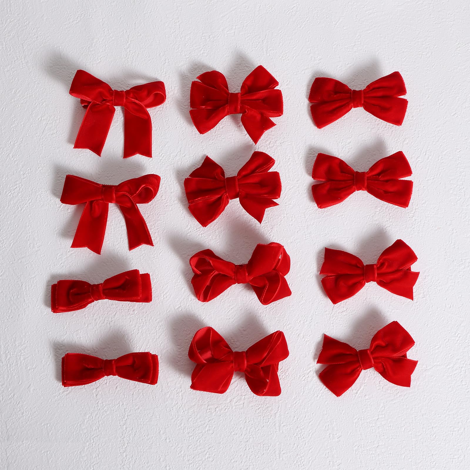 Red Velvet Ribbon Bow Hair Clip 12pcs 3in Christmas Dressy Bow Alligator Barrettes Valentines New Year Ponytail Decor Accessory