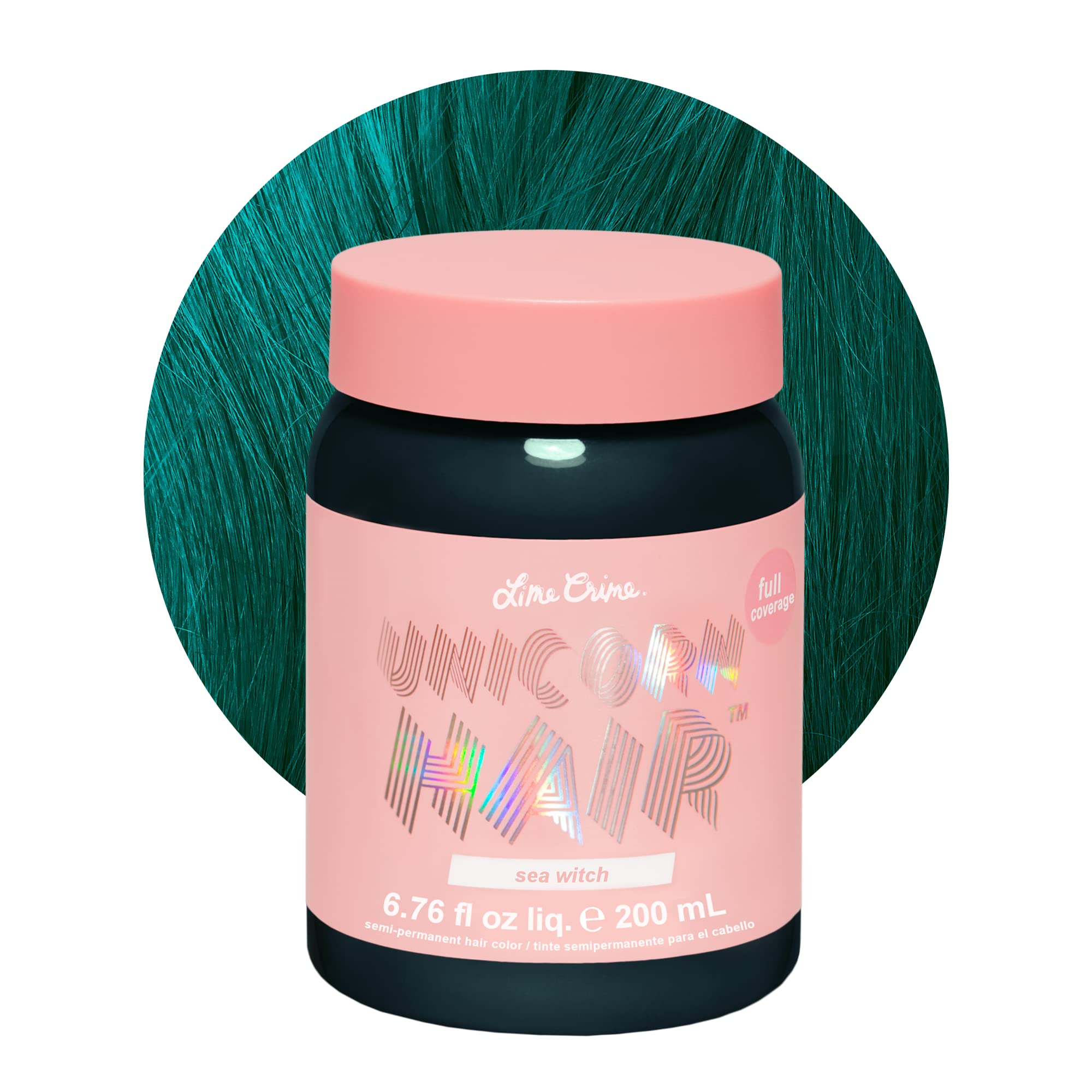 Lime Crime Unicorn Hair Dye Full Coverage, Sea Witch (Rich Teal) - Vegan and Cruelty Free Semi-Permanent Hair Color Conditions &
