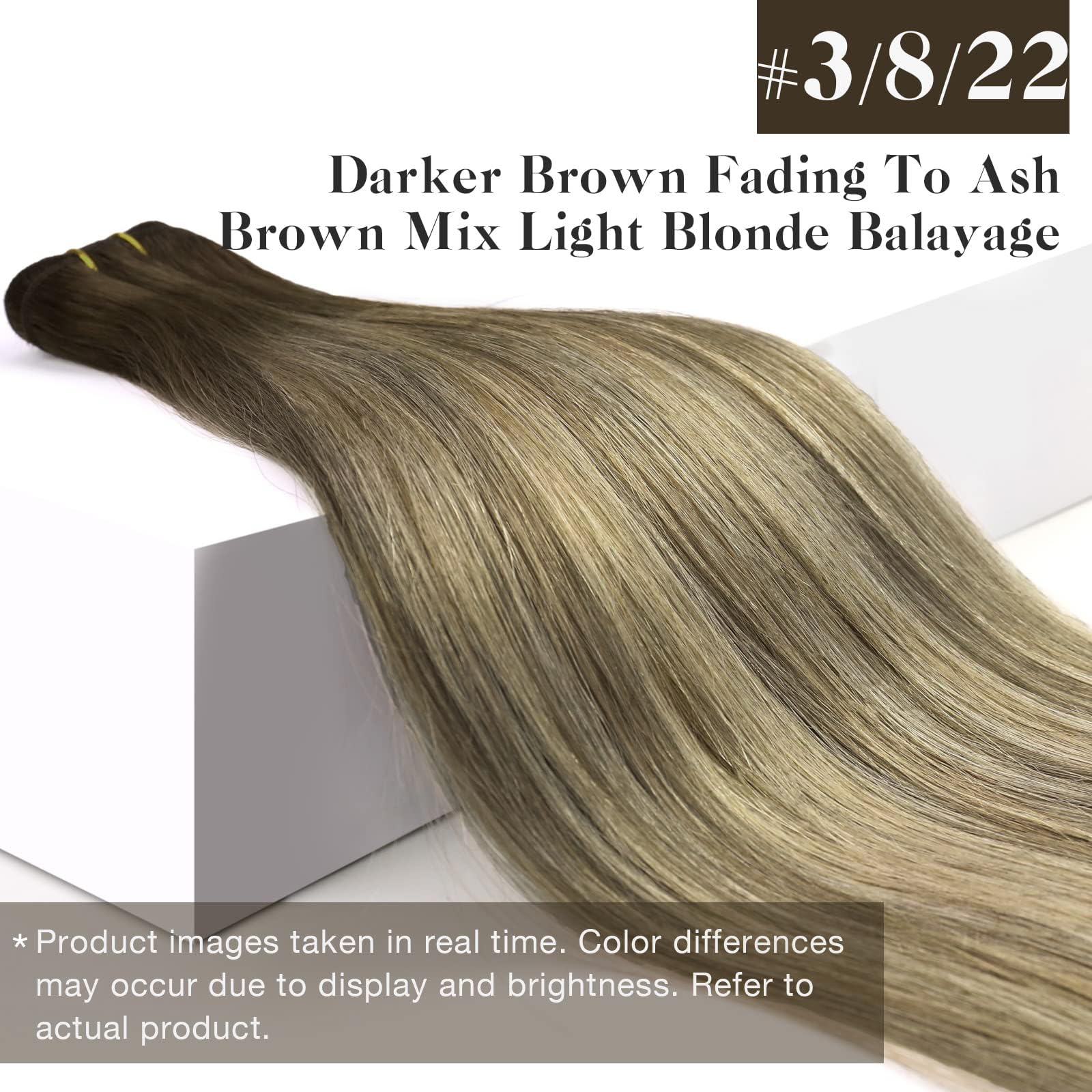 Sunny 24Inch Human Hair Weft Extensions Balayage Sew In Real Human Hair Extensions Ombre Dark Brown To Light Brown Blonde Weft H