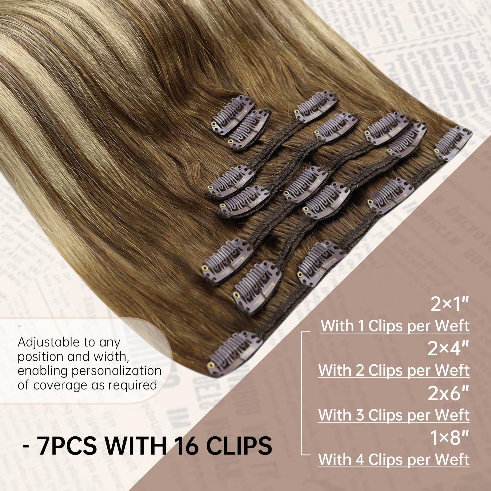 Sunny Balayage Clip In Hair Extensions Invisible Clip In Extensions Human Hair Chestnut Brown Balayage Platinum Blonde Real Hair