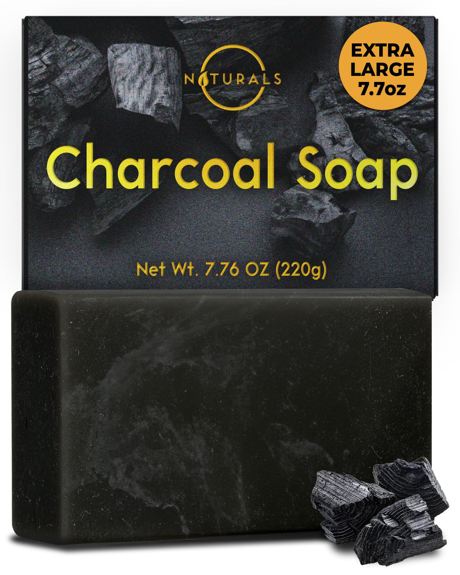 O Naturals Activated Charcoal Soap Bar for Men and Women - Detoxifying, Moisturizing, and Vegan - 4 oz