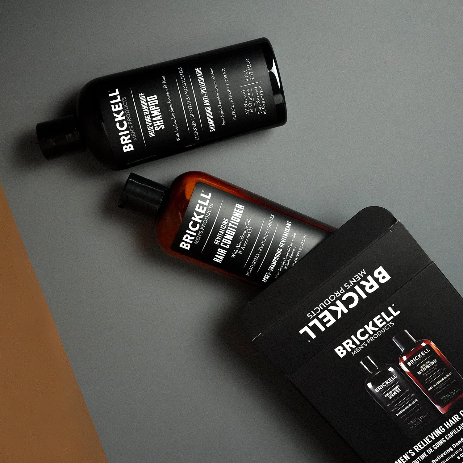 Brickell Mens Daily Relieving Hair Care Routine, Dandruff Shampoo and Conditioner Set For Men, All Natural and Organic, Scented