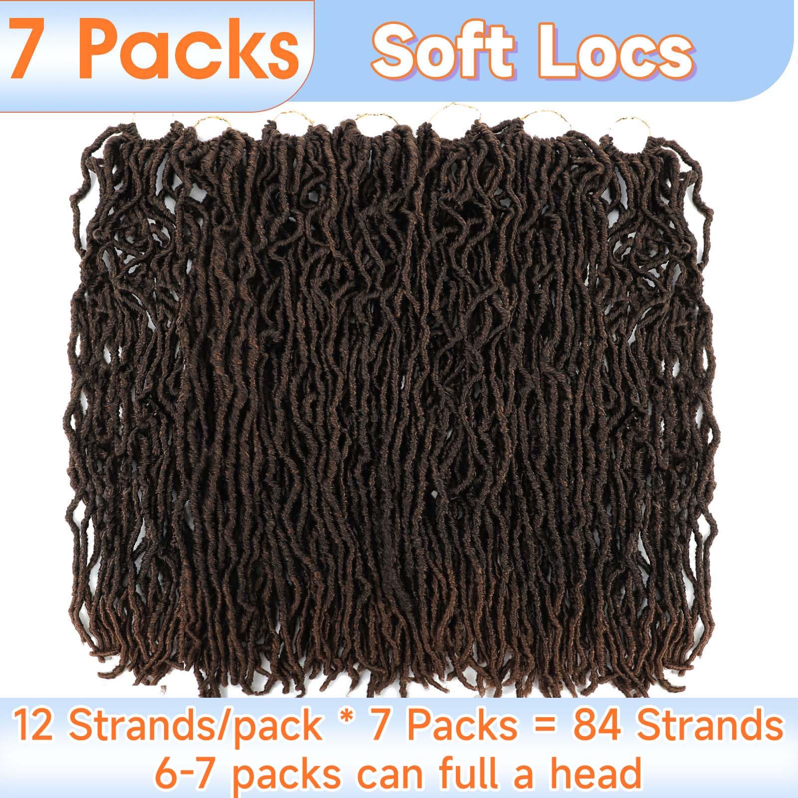 22 Inch Faux Locs Crochet Hair Ombre Brown Soft Locs 7 Packs Pre Looped Locs Crochet Hair For Black Women(22Inch, 7 Packs, T30)