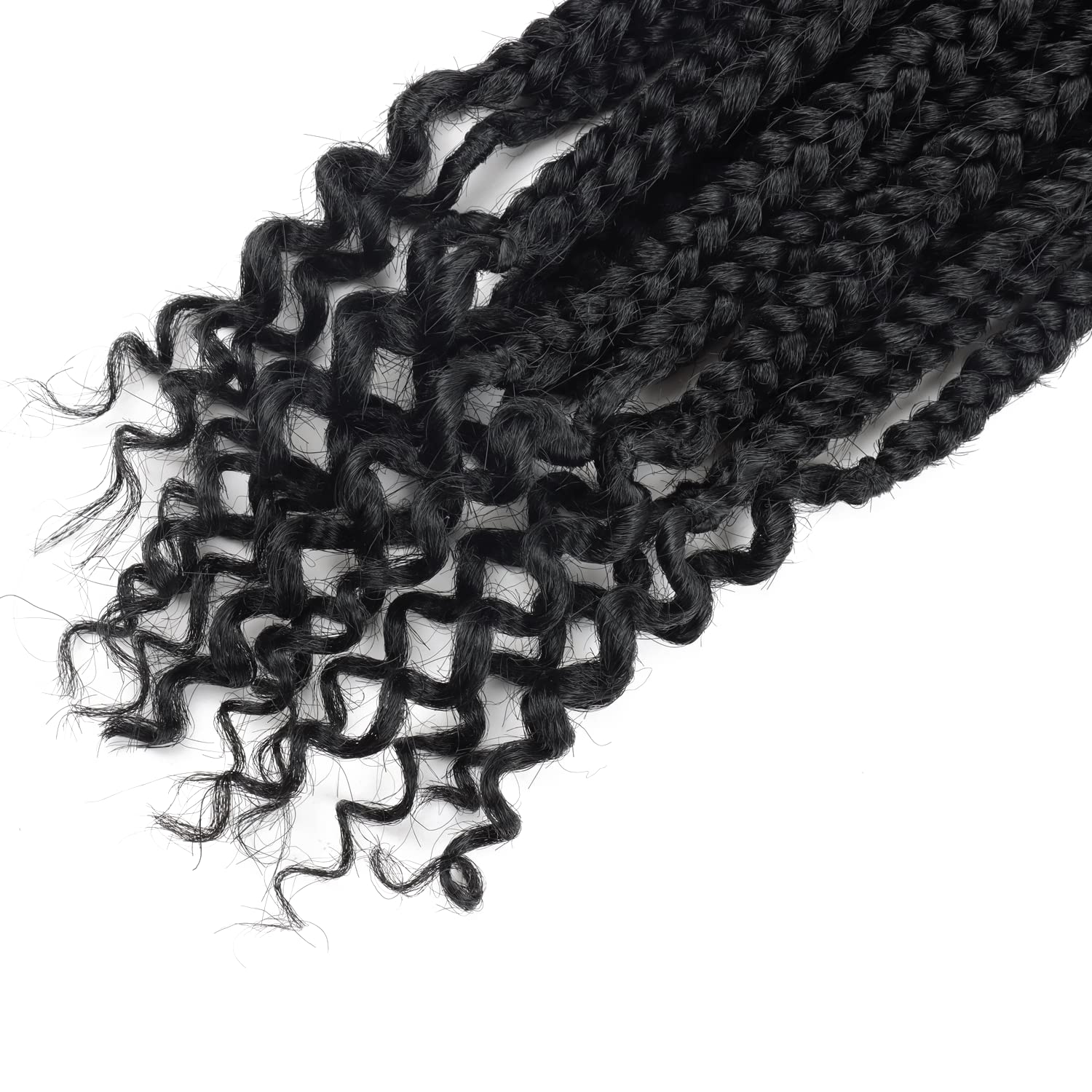 6 Packs Crochet Box Braids Curly Ends 18 Inch Bohemian Box Braids Crochet Hair For Black Women (1B, 18 Inch)