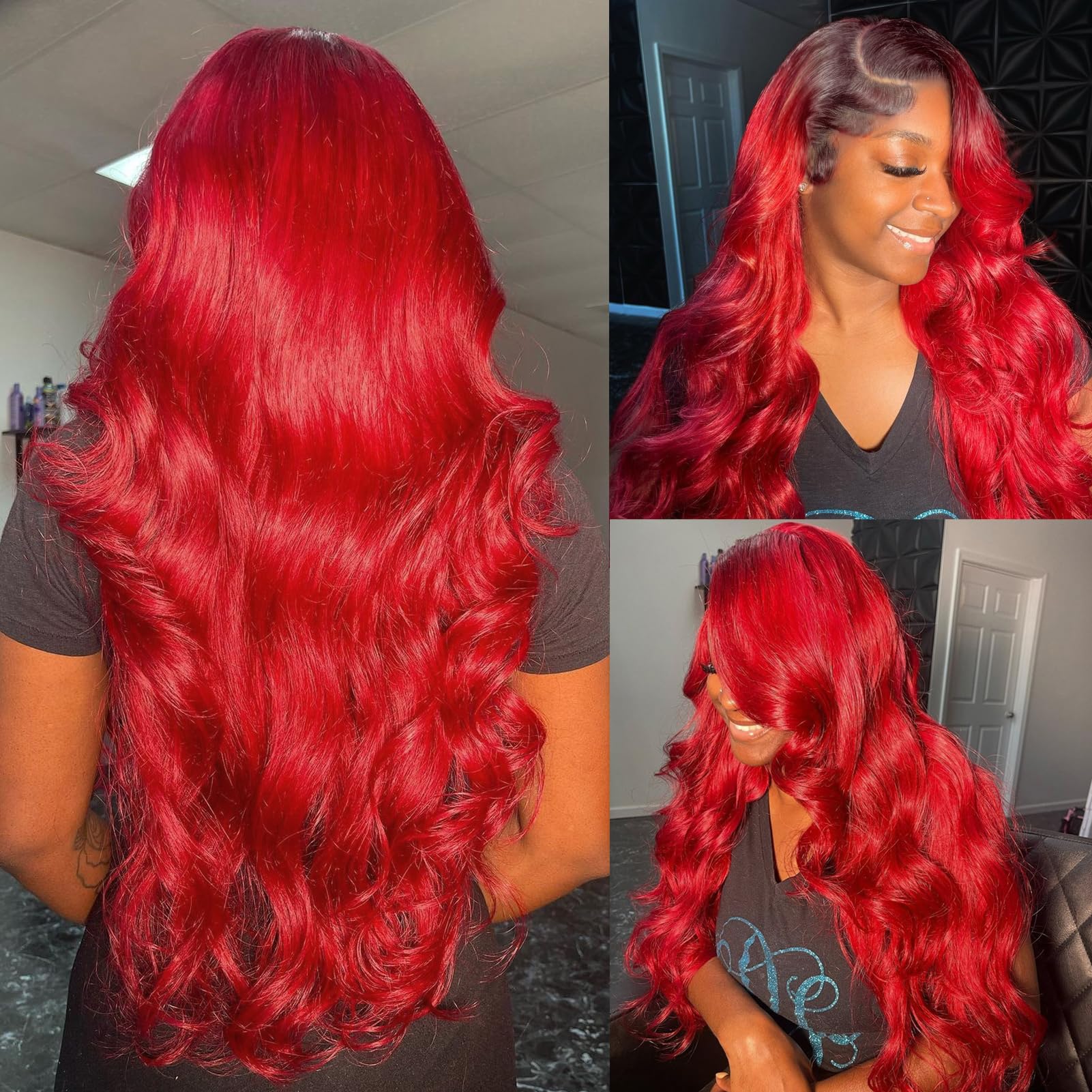 Yms Human Hair Wigs For Black Women Ombre Red Lace Front Wigs Human Hair 180% Density Glueless Wigs Human Hair Pre Plucked (16 I