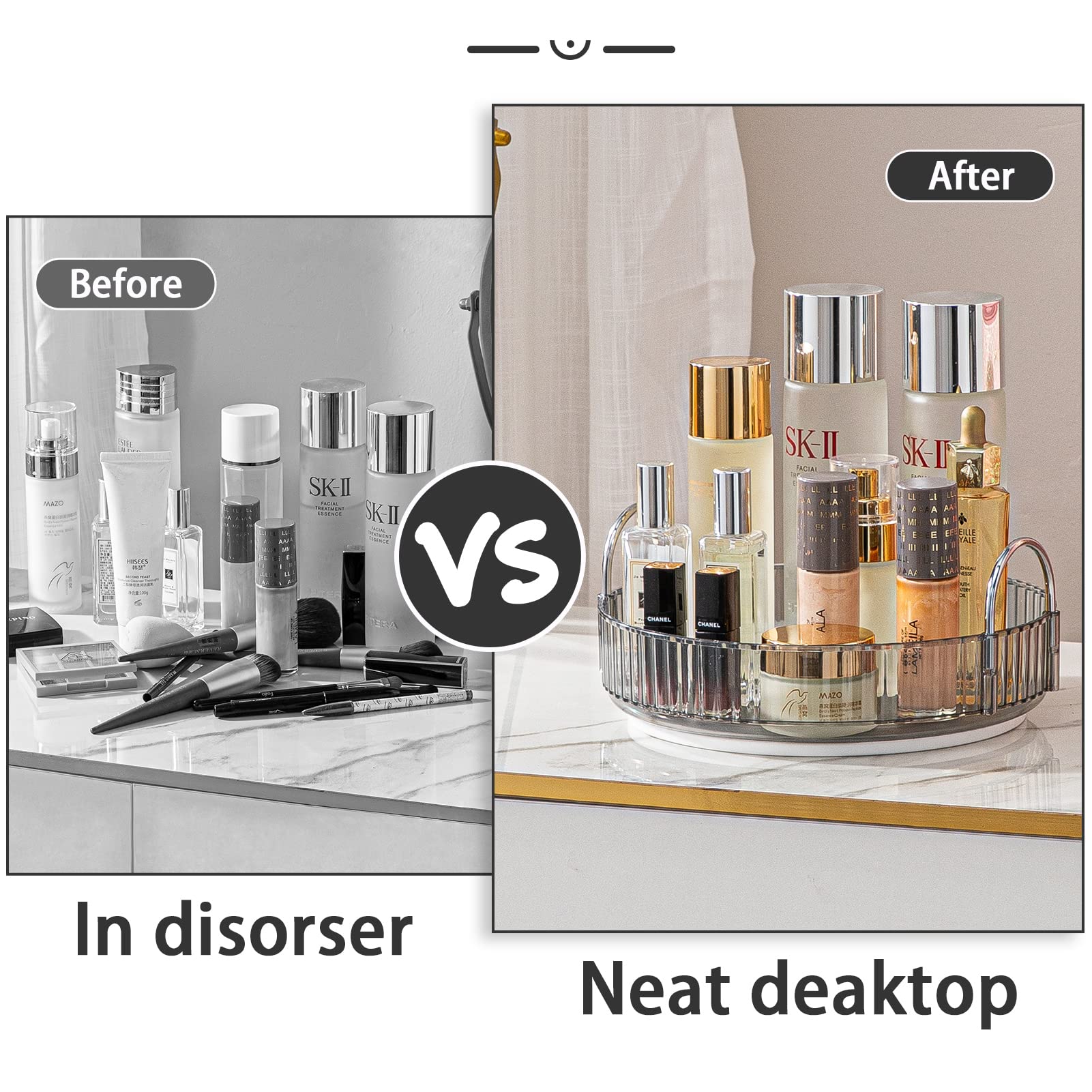 Shuang Qing Lazy Susan Rotating Makeup Organizer For Vanity, High-Capacity Skincare Clear Make Up Storage Perfume Organizers Cos