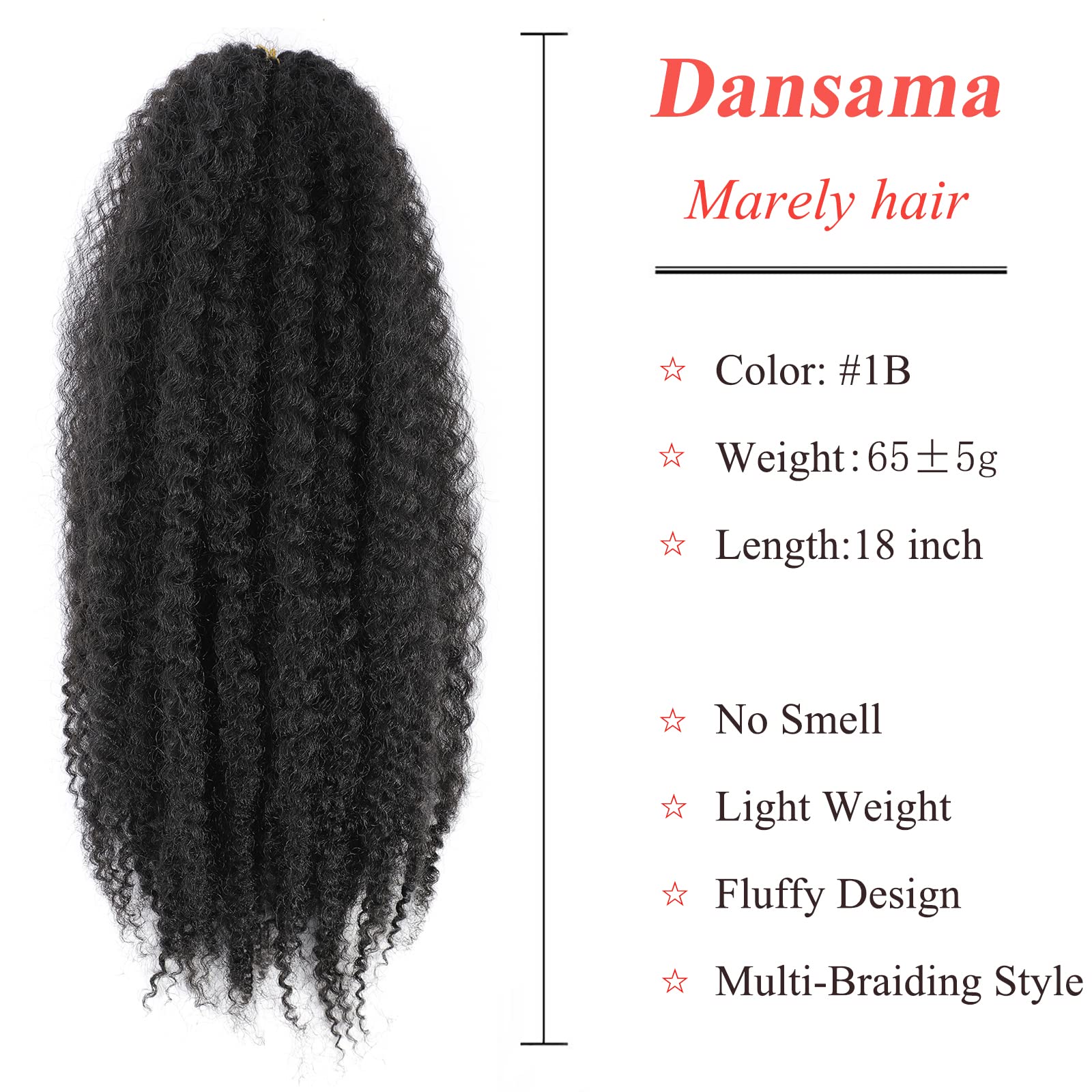 Dansama Marley Hair 18 Inch Marley Twist Braiding Hair, Afro Twist Marley Braiding Hair For Faux Locs Hair, Synthetic Hair Exten