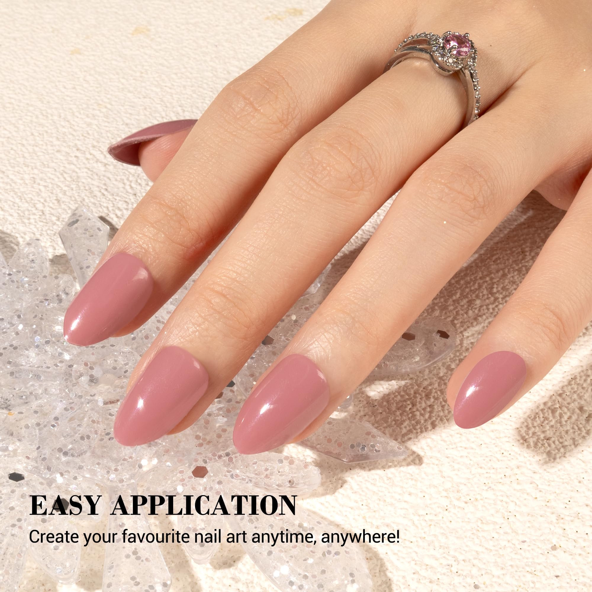 Melodysusie Semi Cured Gel Nail Strips (Genuine Pink)- Works With Nail Lamp, Salon-Quality, Long Lasting, Easy To Apply & Remove