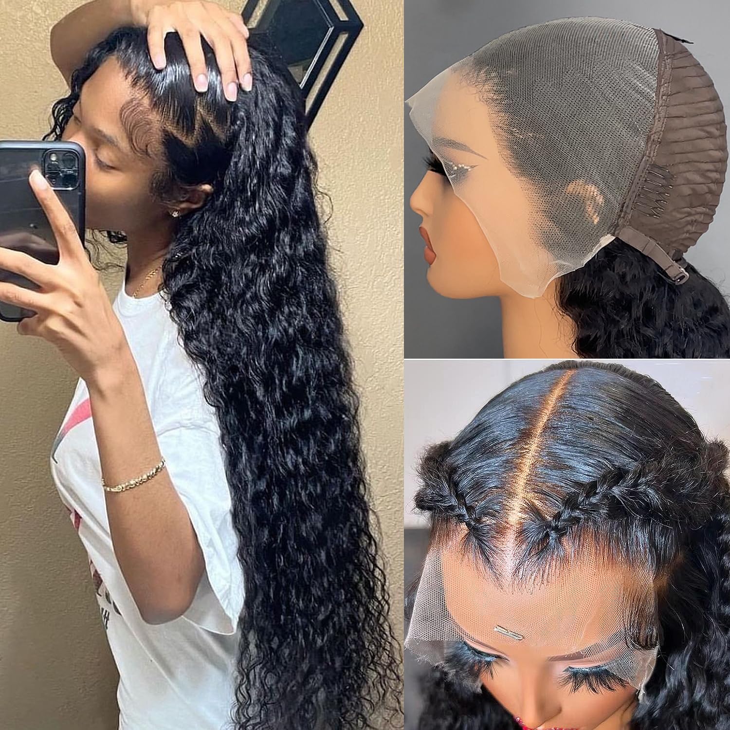 Lemoda 250% Density 13X6 Deep Wave Full Lace Frontal Human Hair Wigs 12A Virgin Human Hair Wet And Wavy Wig Hd Lace Frontal Wig