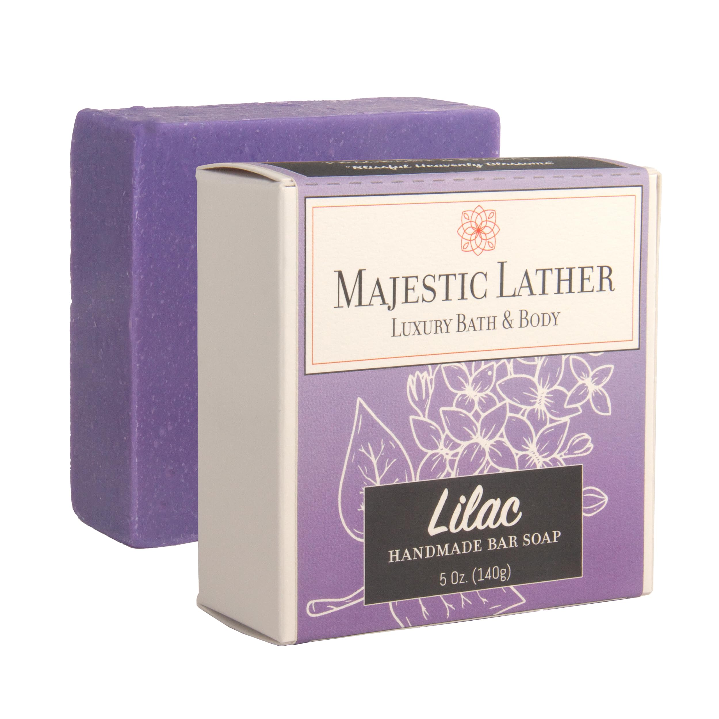 Majestic Lather Lilac Luxury Floral Bar Soap for Face & Body. Moisturizing & Nourishing. For All Skin Types. Made in the USA. 5.
