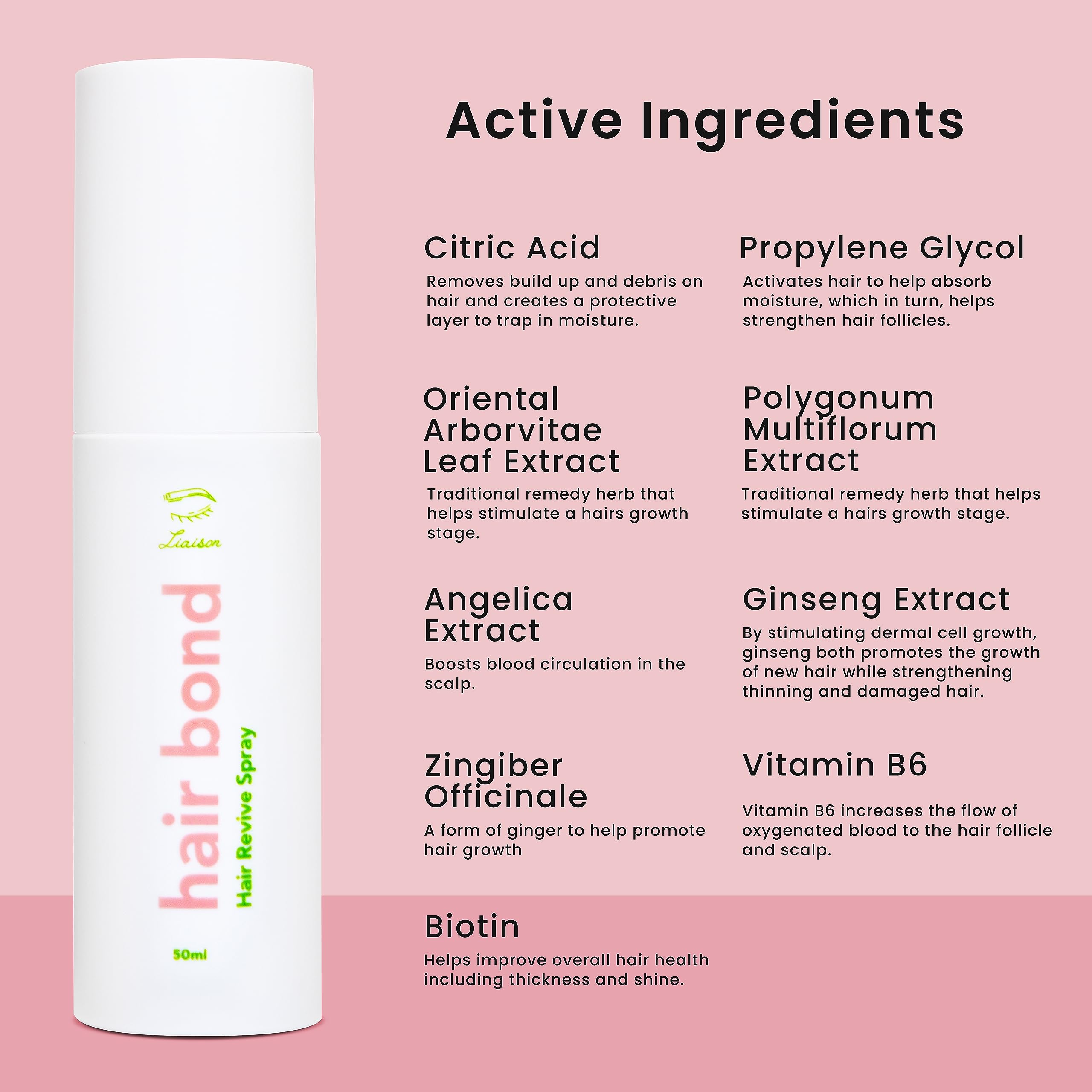 Liaison Hair Bond Spray - Volumizing & Thickening Formula for Fast Growth, Strengthens Follicles & Promotes Healthy Hair - Reduc