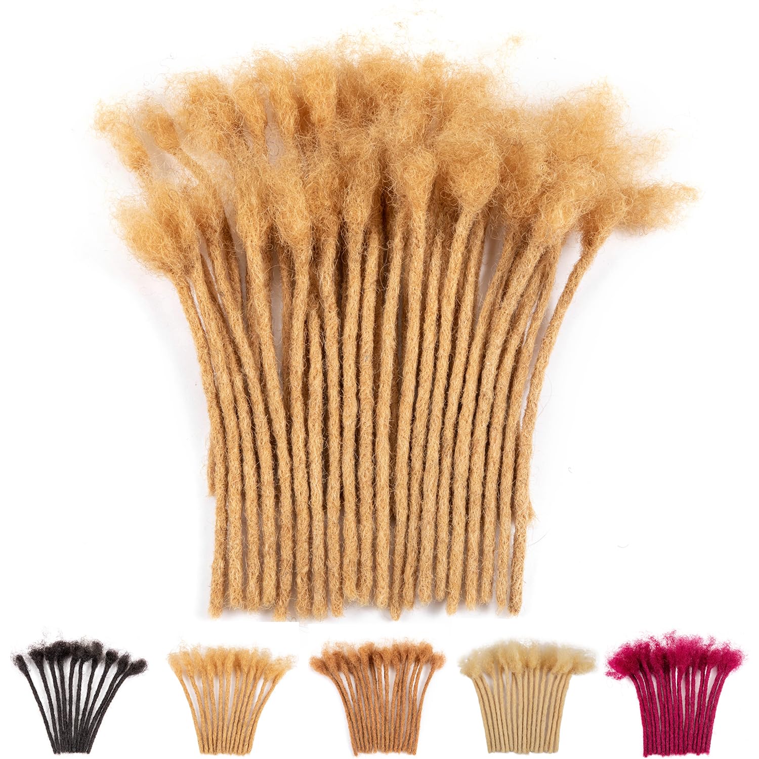 Teresa 6 Inch 0.4cm Width Loc Extension Human Hair #27 Honey Blonde Color 40 Strands Permanent Locs Extensions Can Be Dyed and B