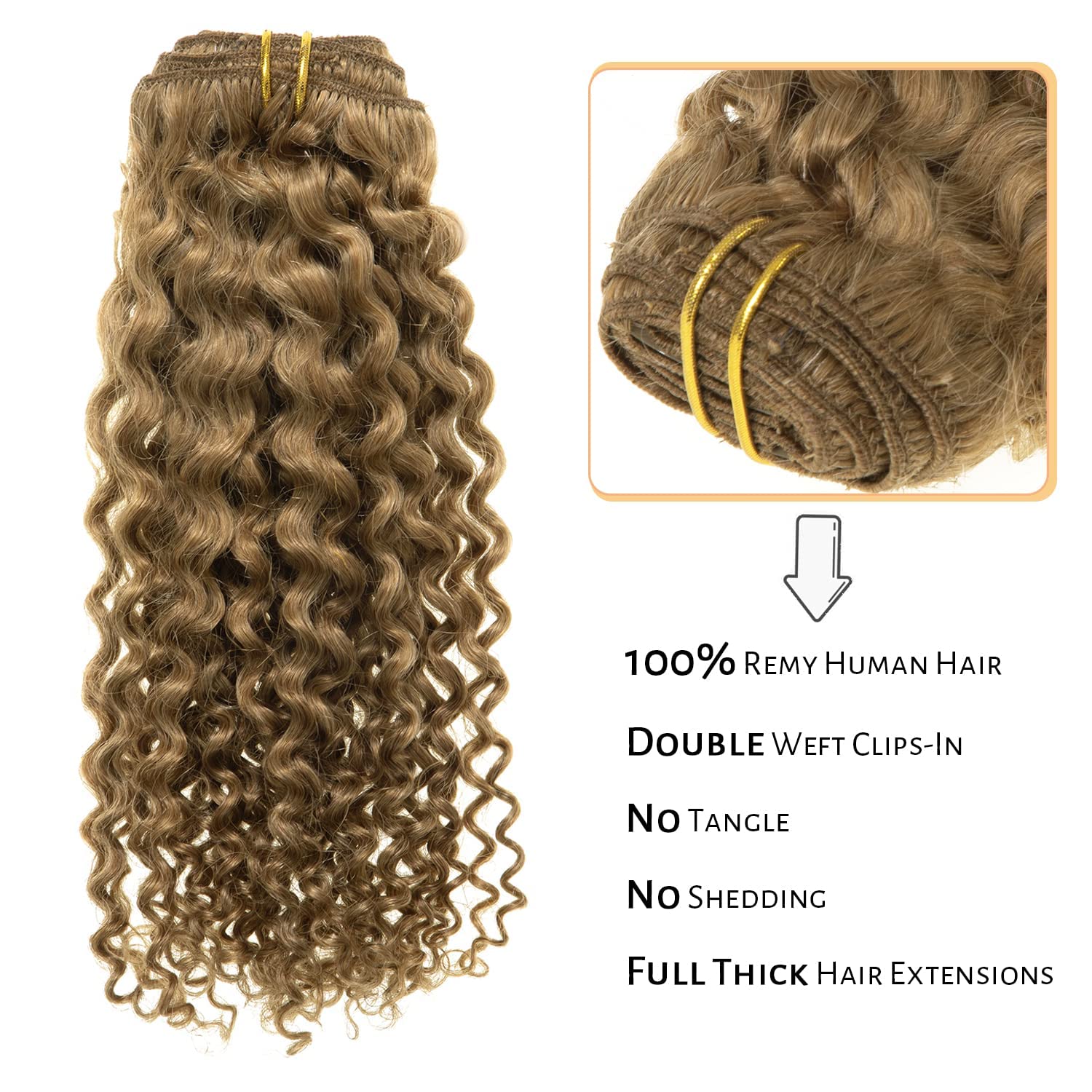 Lacerclip Ins Hair 9A Grade Thick End Remy Human Hair Extensions For Black Women 16Inch Double Weft Remy Human Hair Curly Clip I