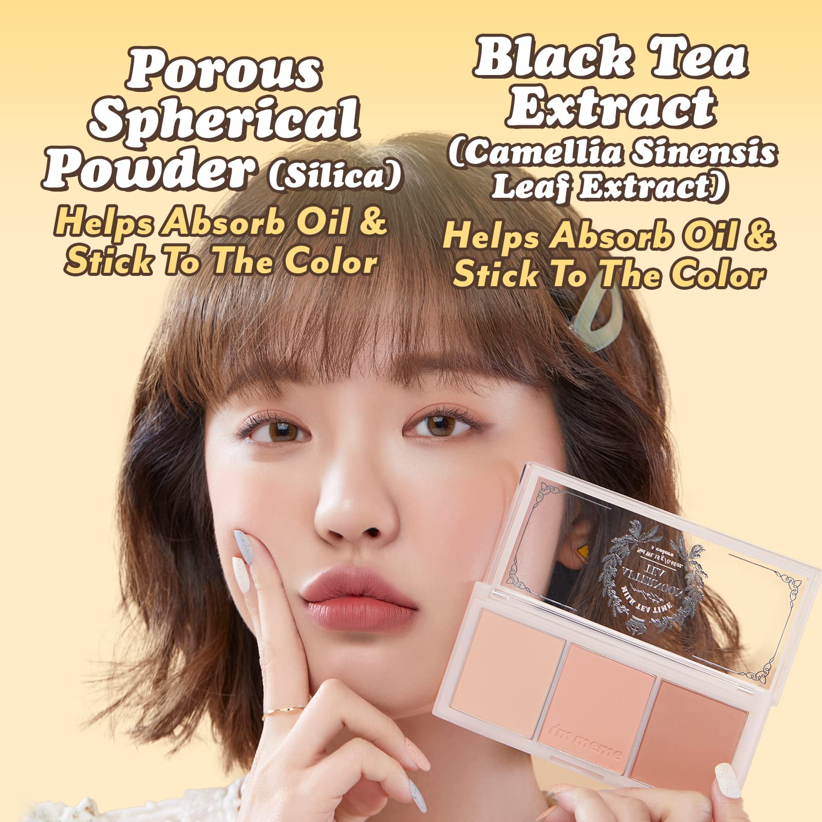 I'M Meme Palette - Afternoon Tea Blusher | Milk Tea Time, Blush For Cheek, Natural & Neutral, Buildable & Blendable, 3 Shades Pa