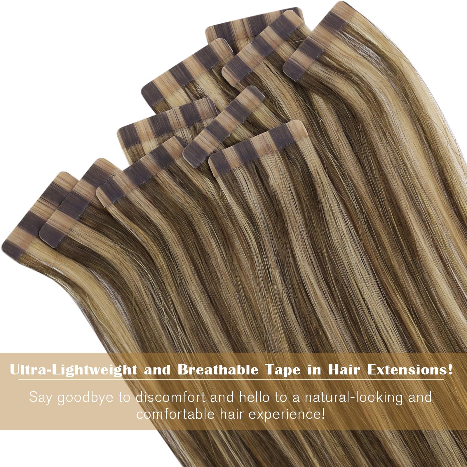 Ve Sunny Tape In Hair Extensions Brown Highlight Human Hair Tape In Extensions Dark Brown Tape On Hair Extensions Hair Highlight