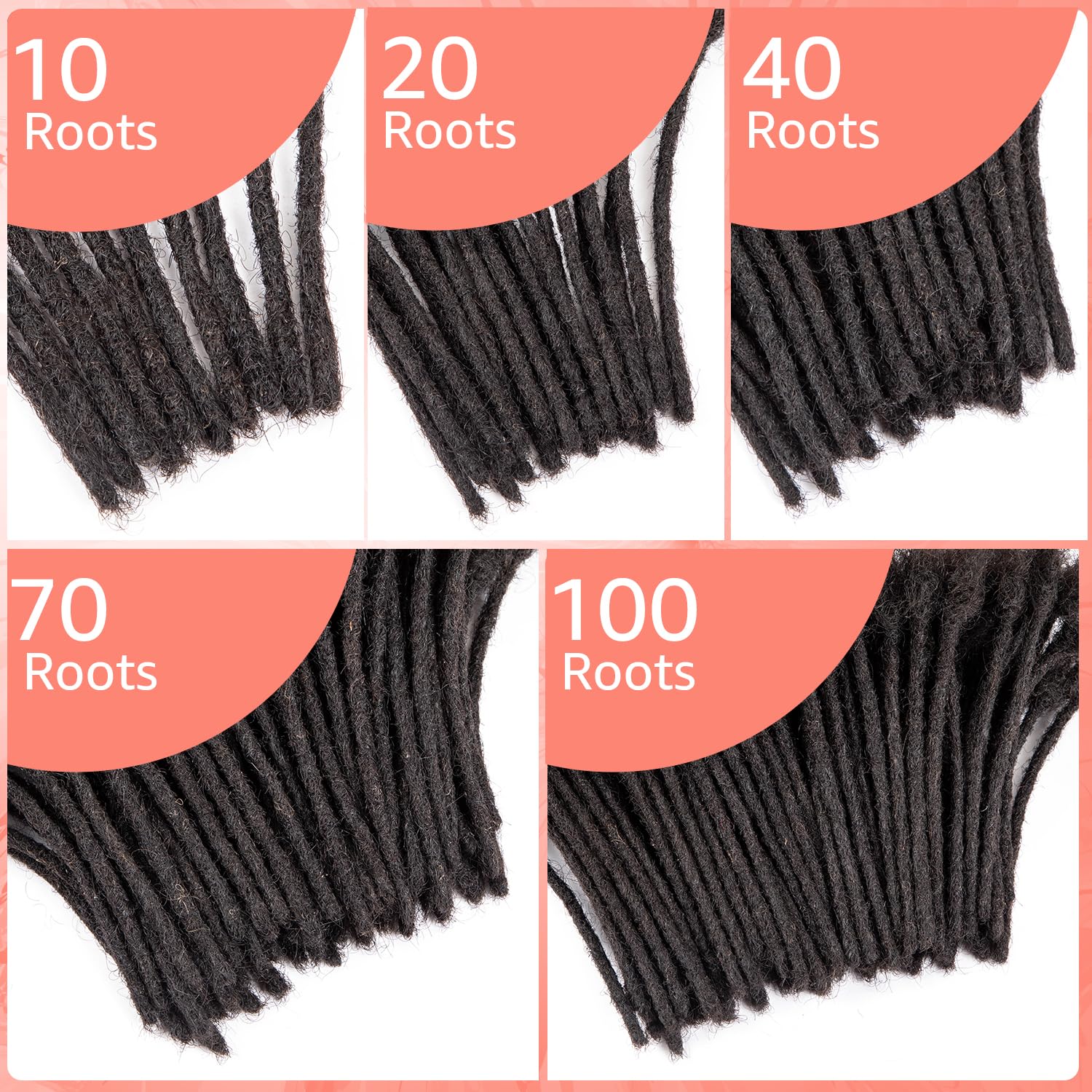 Teresa 6 Inch 0.4Cm Width Loc Extension Human Hair Natural Black 60 Strands Full Hand-Made Permanent Locs Extensions Can Be Dyed