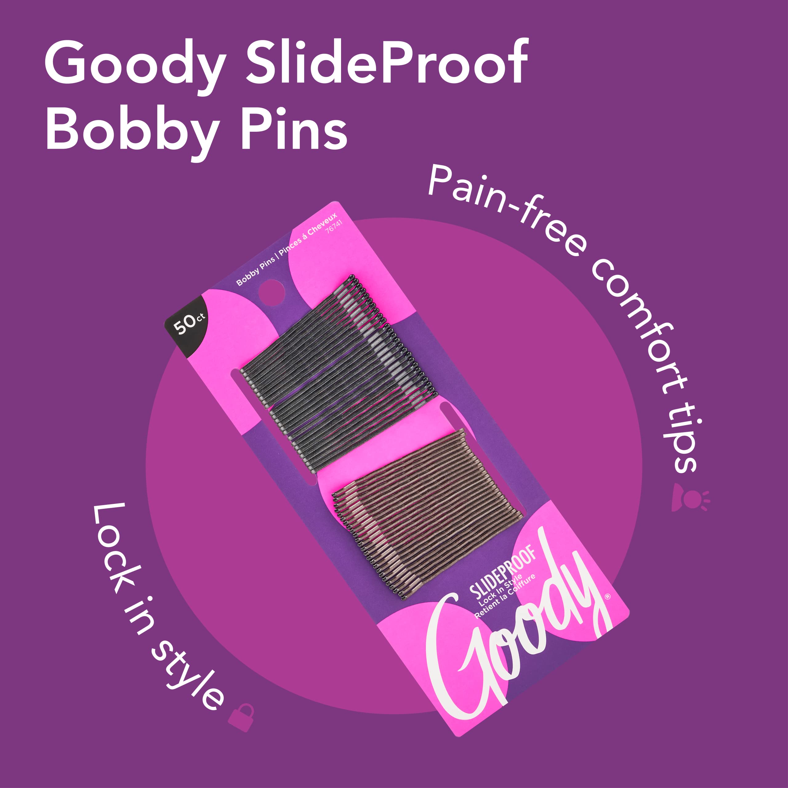 Goody Metallic Bobby Pins - 50 Count, Black - 2 Inch Pin Help Keep Hairs In Place - Hair Accessories to Style With Ease and Keep