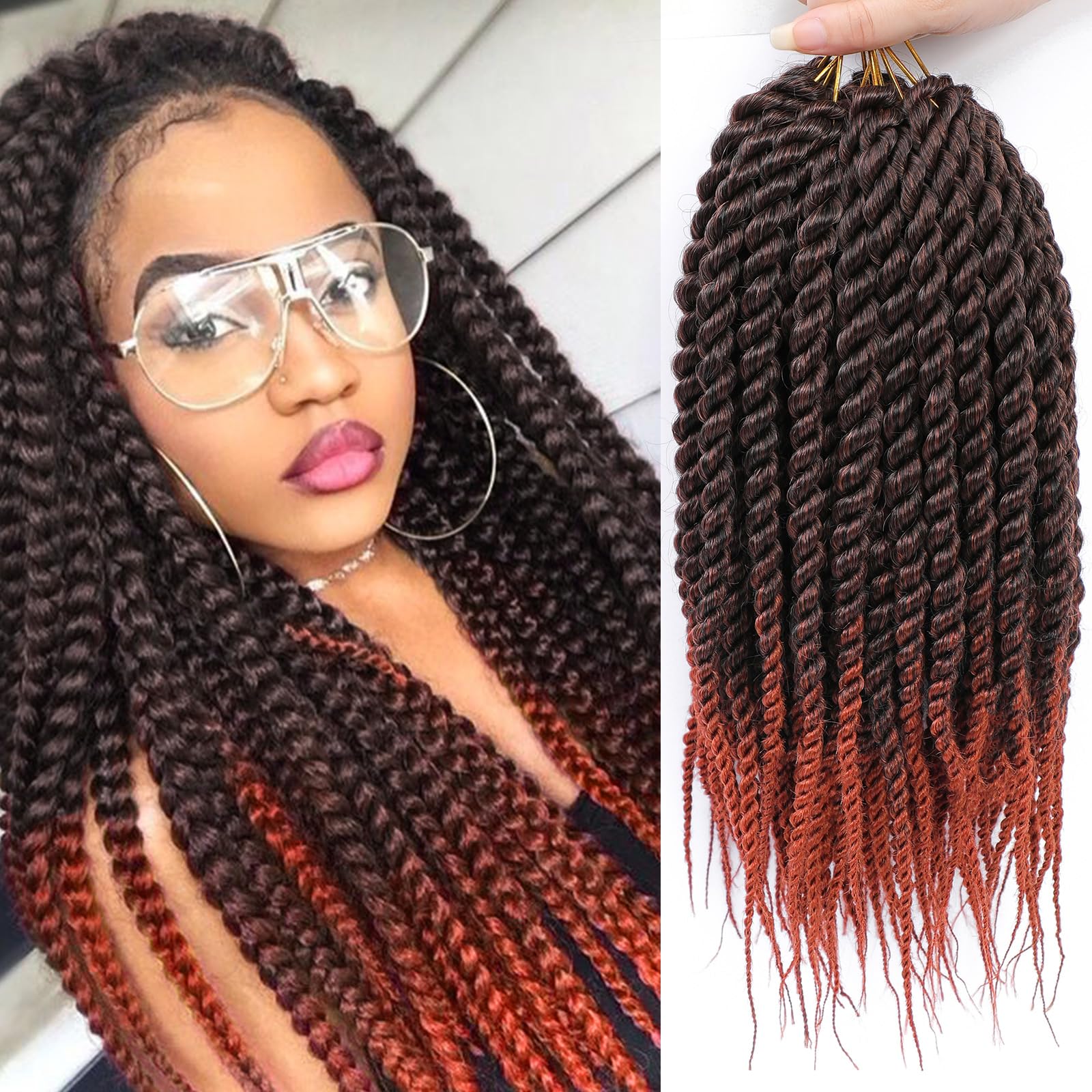 Admutty Havana Twist Crochet Hair 6 Packs Crochet Braids Senegalese Twist Crochet Braiding Hair (18 Inch (Pack of 6), T1B/350)
