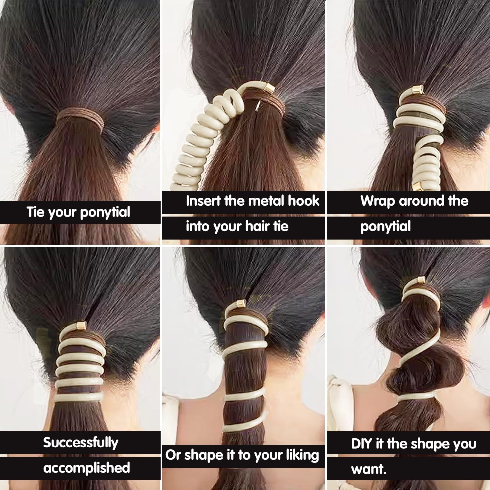 Spiral Hair Tie Braid Hair Band Stylish Phone Cord Hair Coils No Crease Ponytail Holders for Women Girls Long Curly Hair