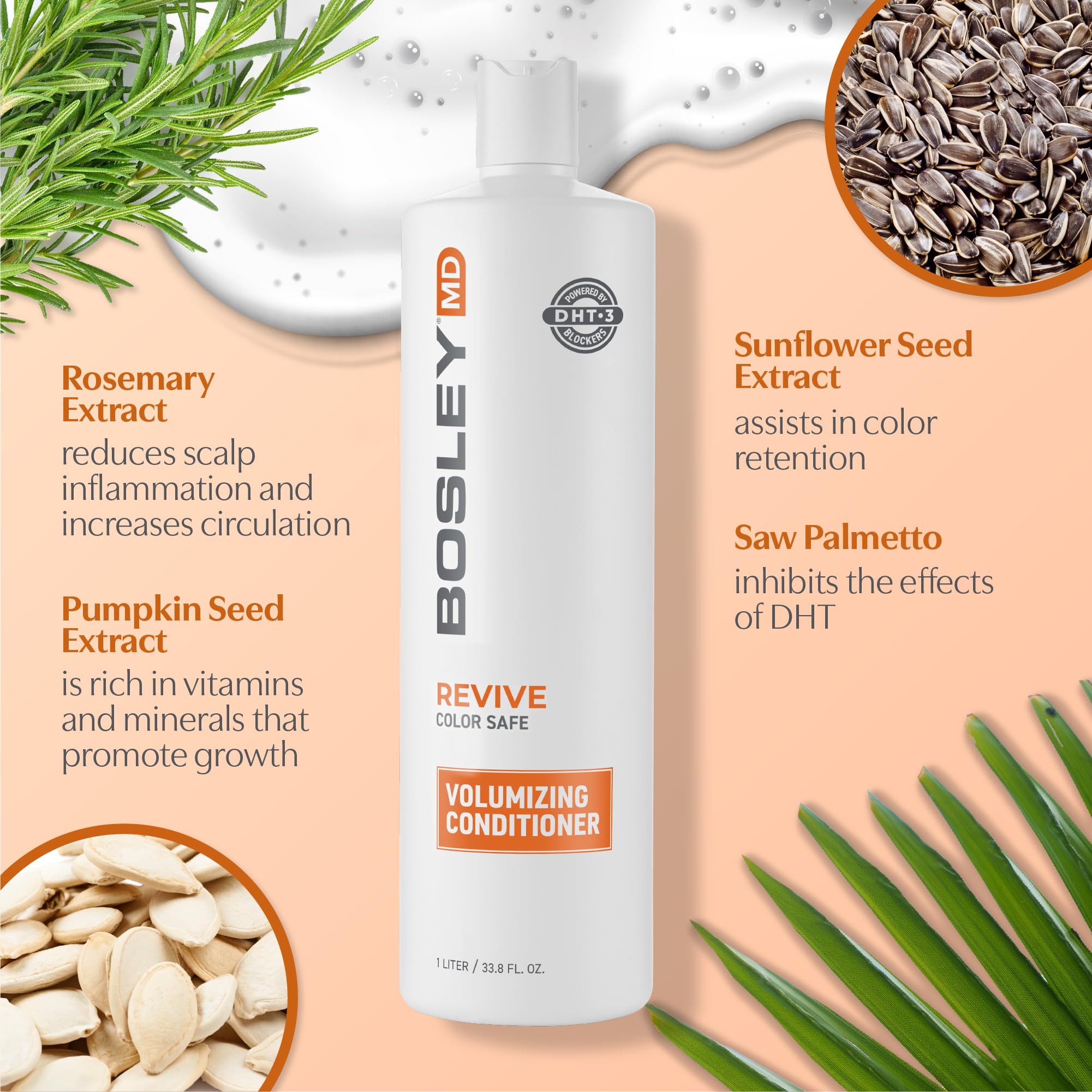 Bosleymd Bosrevive Volumizing Conditioner For Noticeably Thinning And Color/Chemically-Treated Hair, 33.8 Fl Oz
