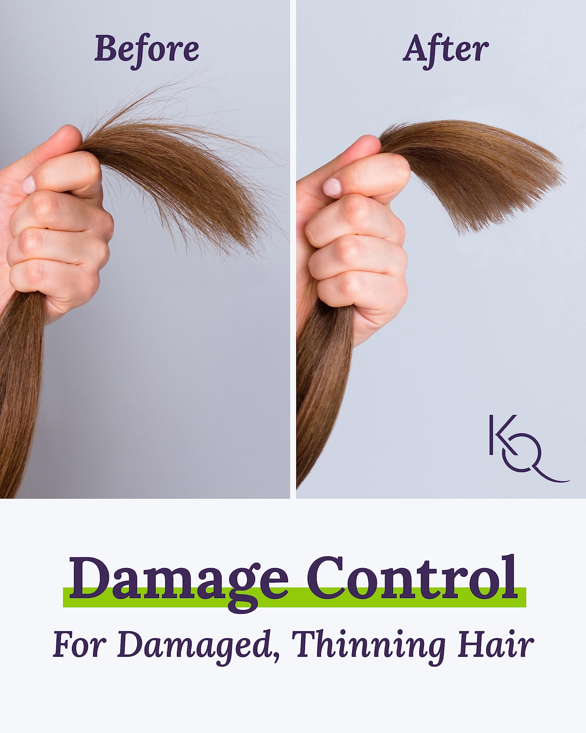Keranique Shampoo and Conditioner for Damaged Hair - Anti-Breakage, Damage Control Set for Thinning Hair - Intense Repair, Deep