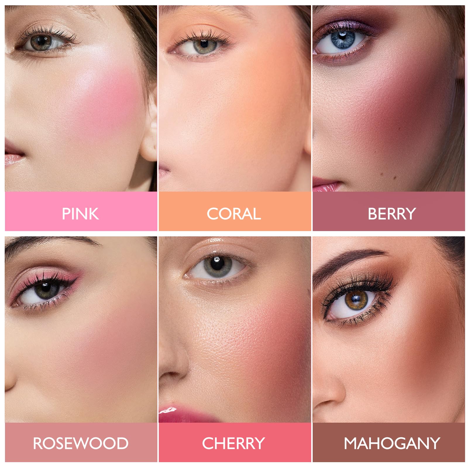 Kyda Pink Blush Powder, Make Up Pink Face Powder Face Blusher, Blendable Formula, Lasting Moisturizing, Ultra Fine Lightweight T