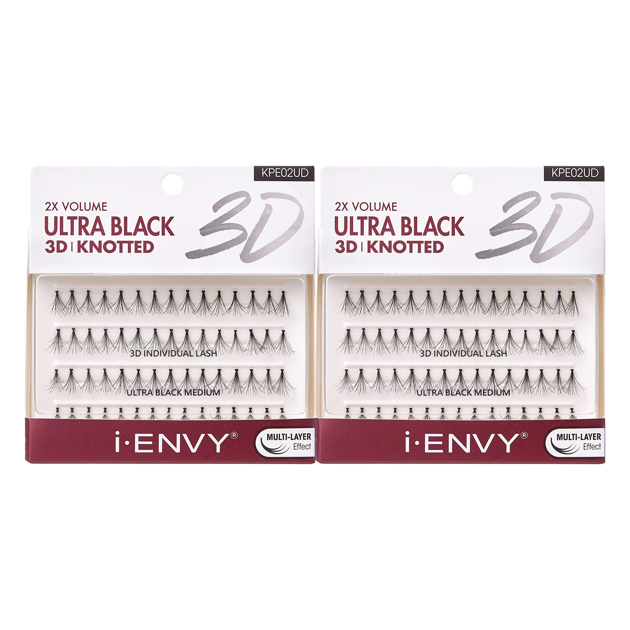 I-Envy 2X Volume 3D Ultra Black Individual Lashes (2 Pack, Medium)