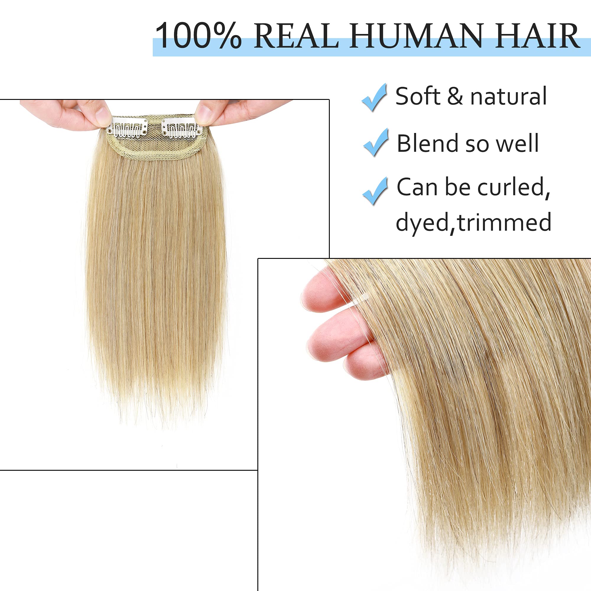 SEGO Clip in Hair Extensions Real Human Hair Short 10 Inch Hairpiece Human Hair Toppers for Women With Thinning Hair Adding Hair
