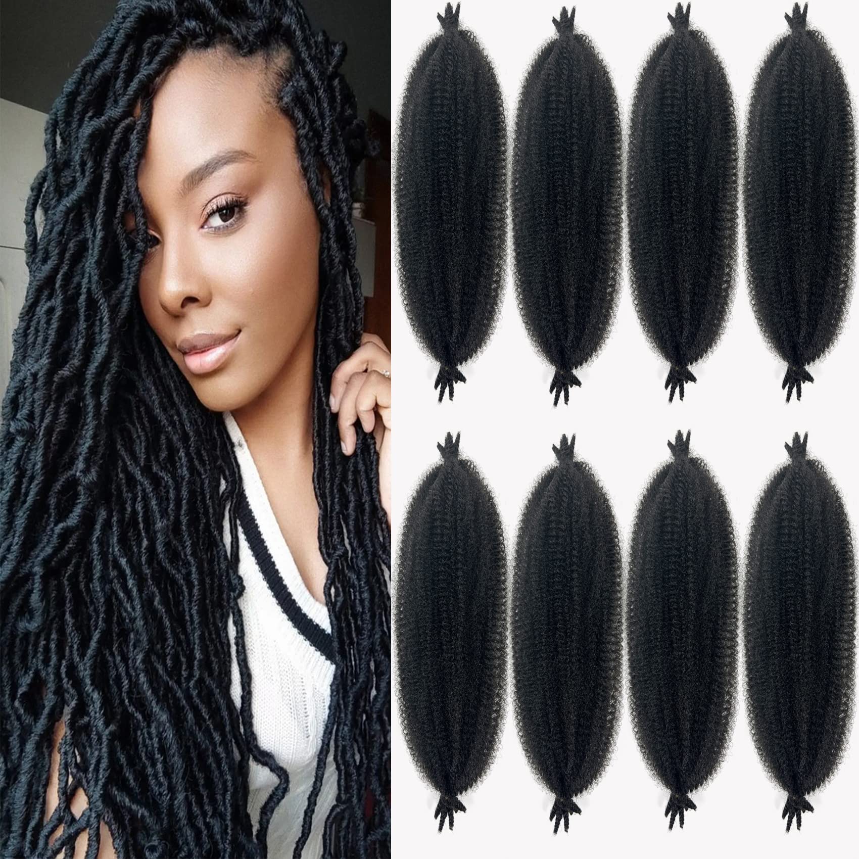 30 Inch Marley Twist Braiding Hair Pre Separated Springy Afro Twist Hair for Distressed Butterfly Locs Crochet Hair Synthetic Pr