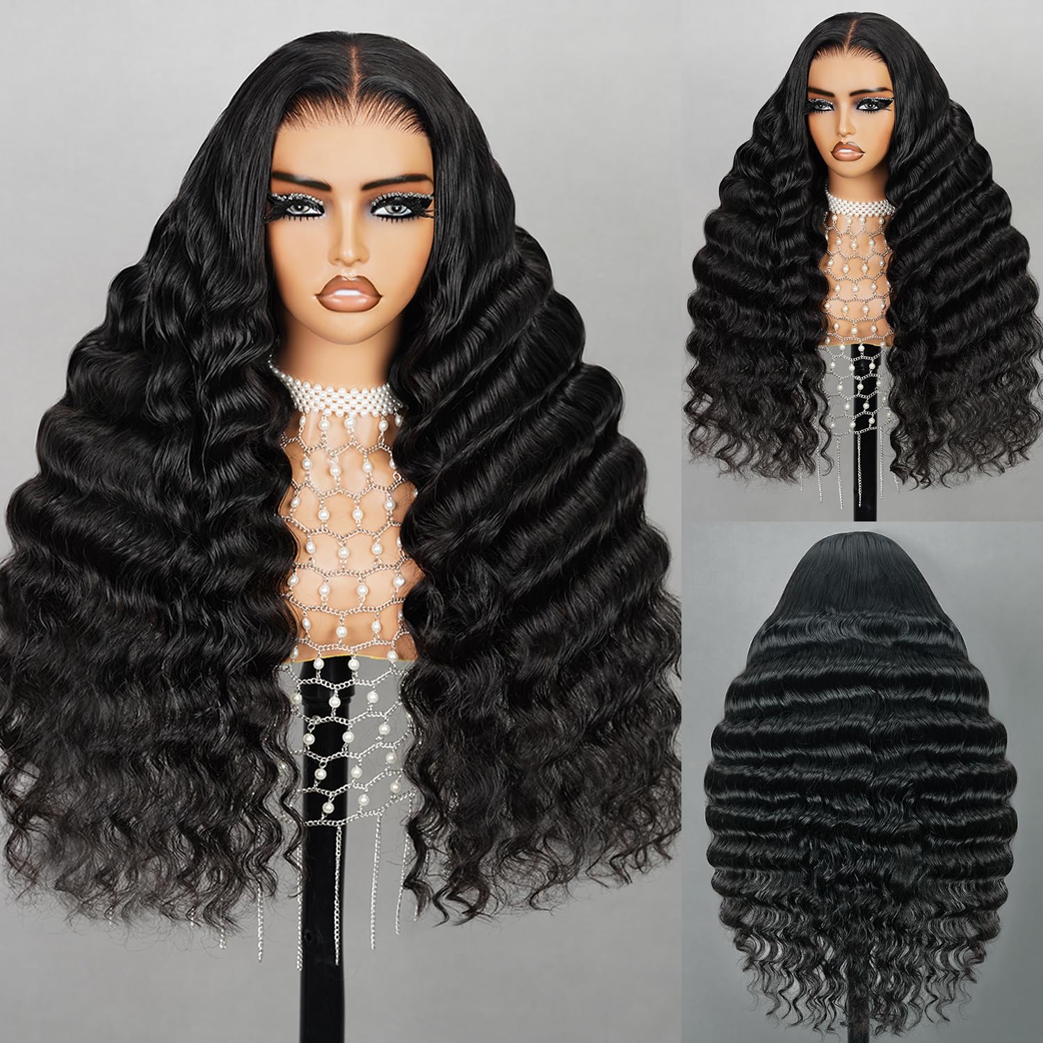 SUPERLOOK 6x5 Wear And Go Glueless Wigs Human Hair 220% Density Lace Front Wigs Human Hair Loose Deep Wave Wigs Pre Cut Lace 12a
