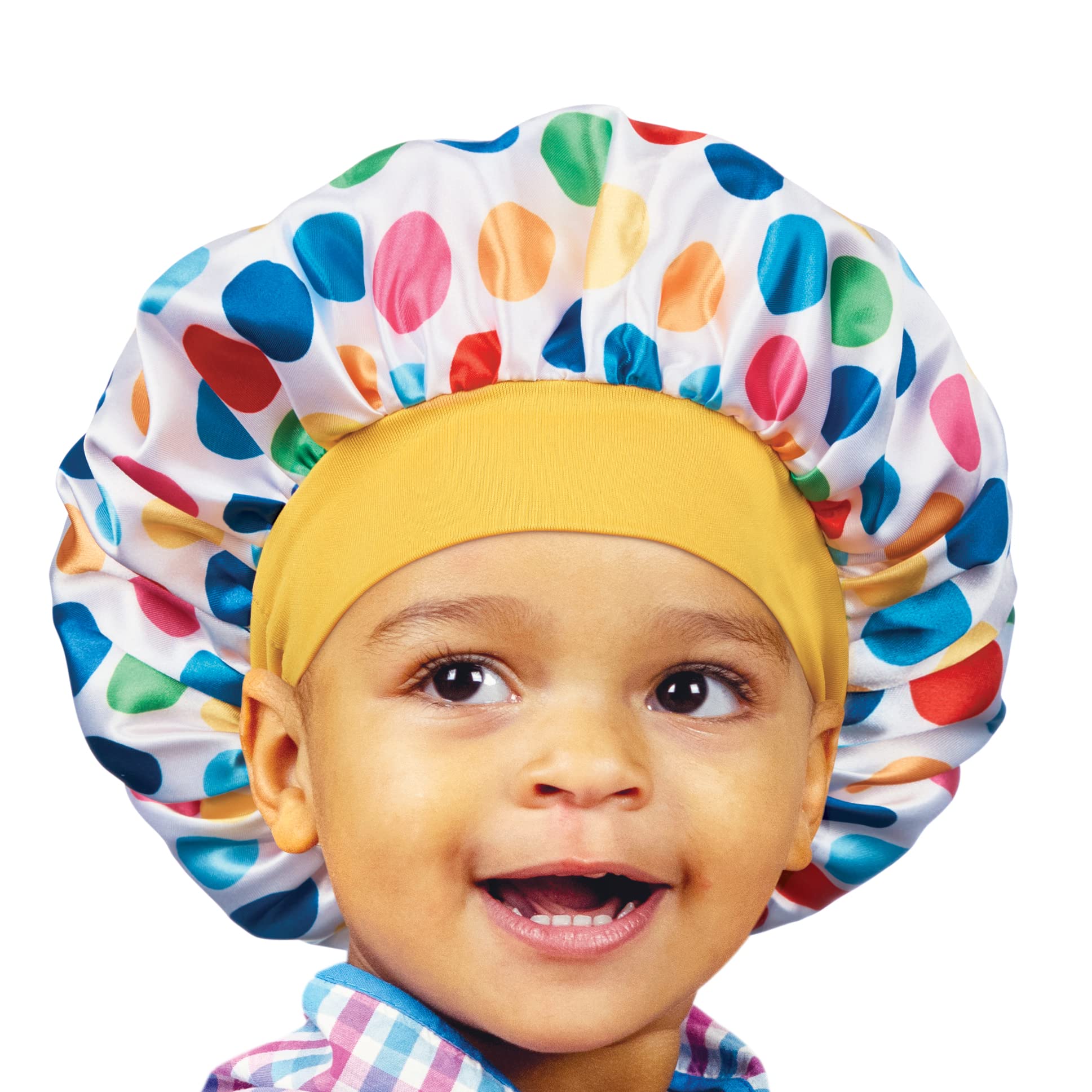 Red by Kiss Toddler Satin Bonnet Sleep Caps Hair Wraps Hair Bonnet (Multi Dots)