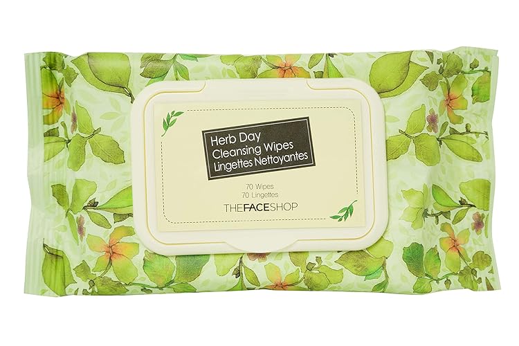 The Face Shop Herb Day 365 Cleansing Wipes - Make Up Remover Face Wipes With Rosemary Extract - Non-Irritating - Refreshing, Bri