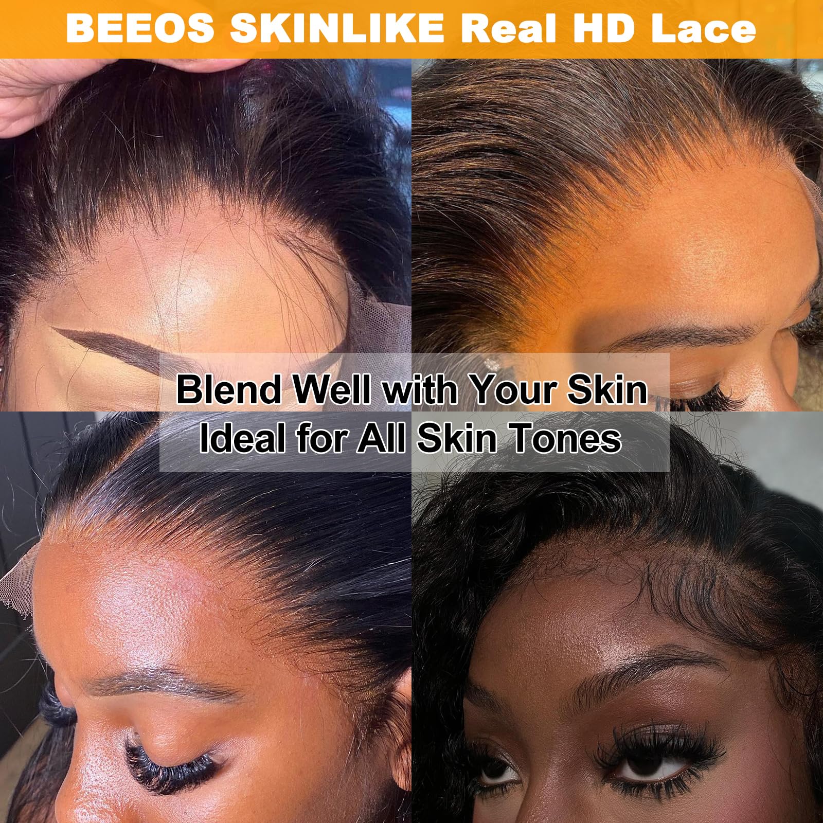 Beeos 13X6 Full Frontal Skinlike Real Hd Lace Wig, 180% Density 0.10Mm Ultra-Thin Hd Lace Vivid Clean Pre Plucked Hairline Bleac