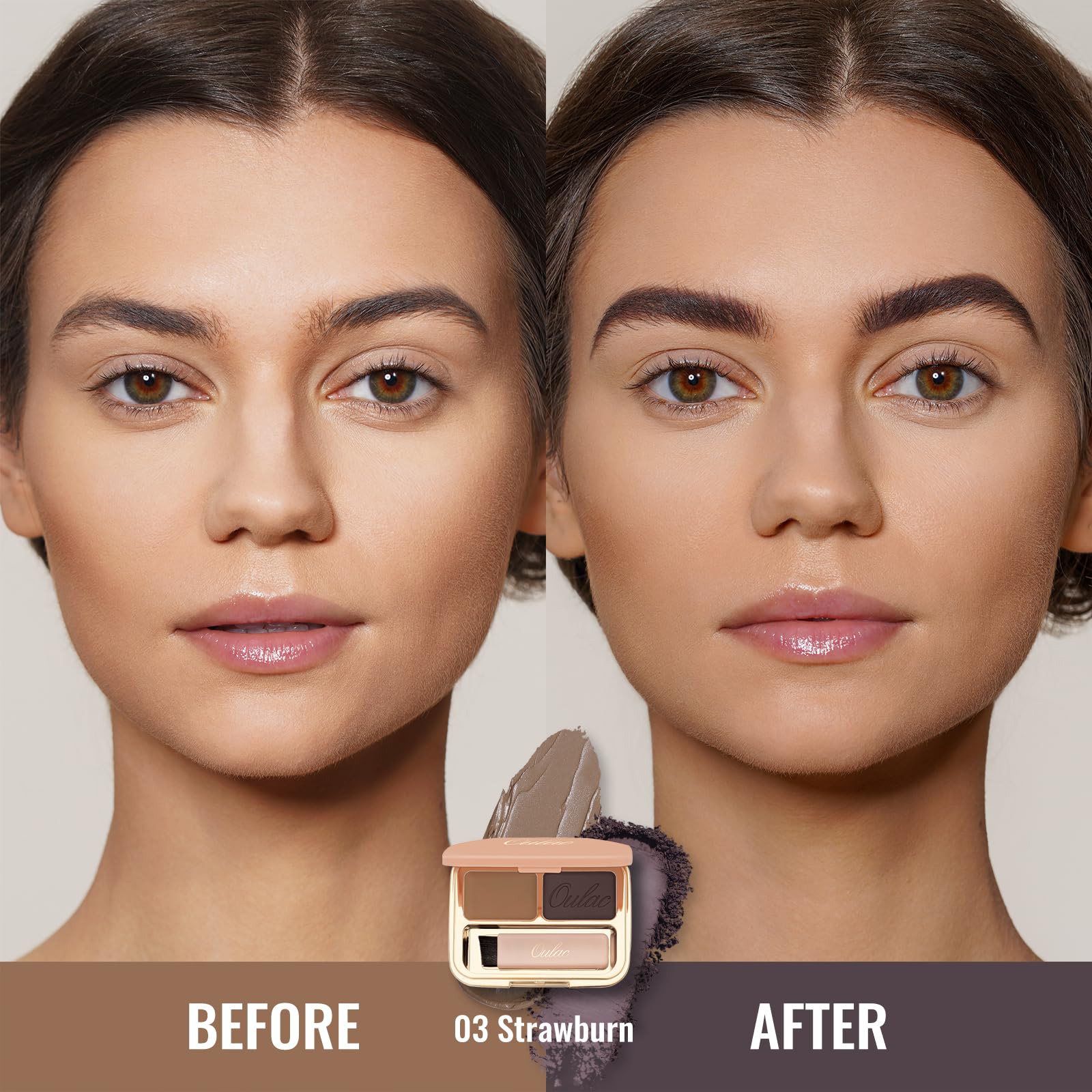 Oulac Waterproof Eyebrow Powder Gray Kit With Brow Brush 2 In1 Long Lasting Instant Eyebrow Pomade & Powder Natural Makeup For S