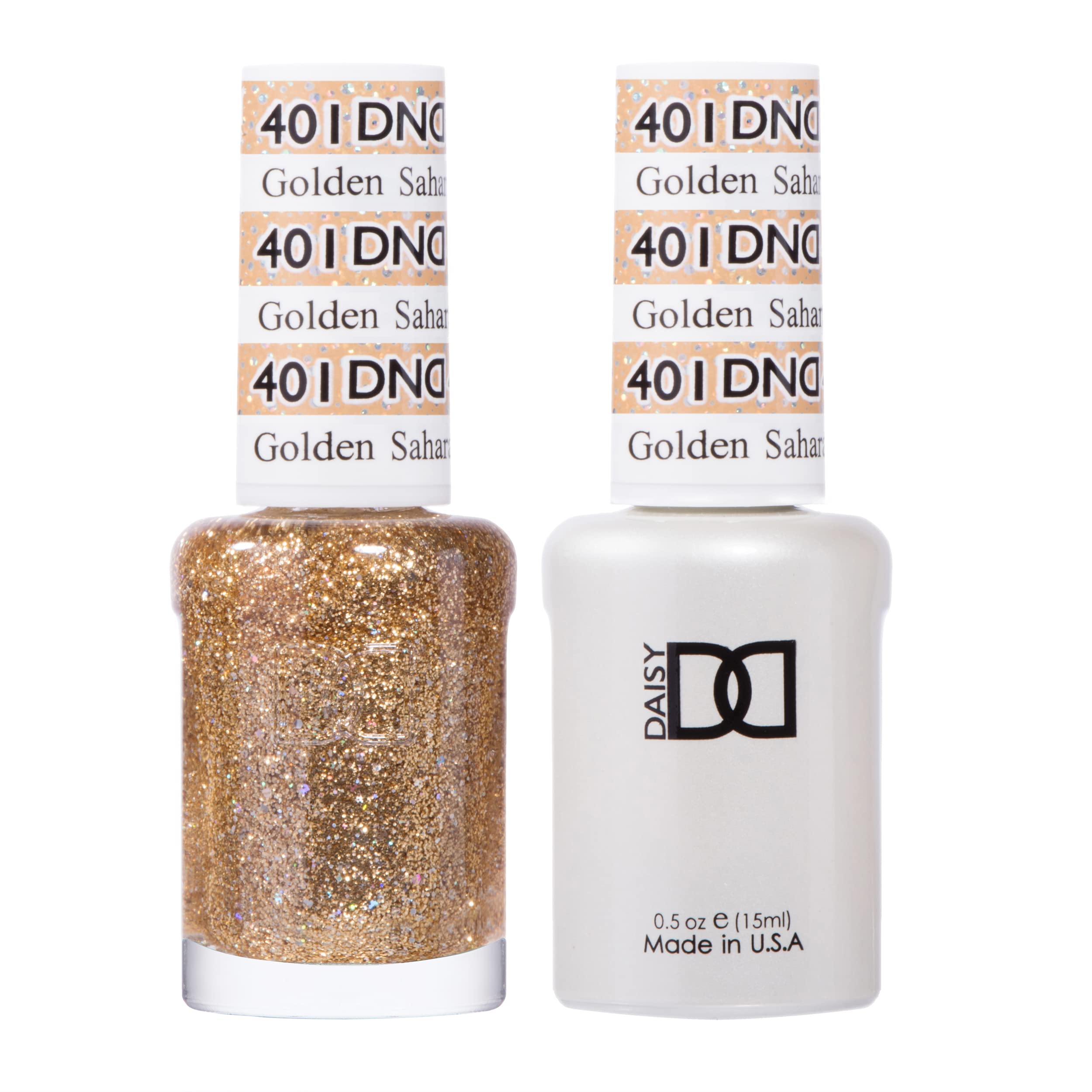 DND Gel Polish Set, Yellow Collection, UV/LED Gel Polish and Air Dry Nail Lacquer, Matching Chip-Free Polish Duo, 401 Golden Sah