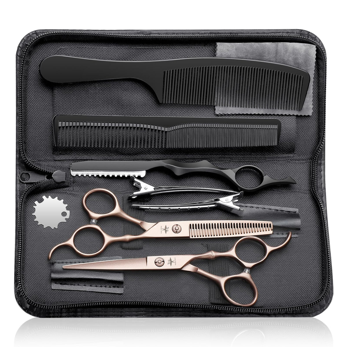 PURPLEBIRD Hair Cutting Scissors Kit, Professional Barber Scissors Hairdressing Shears Set with Stainless Steel Hair Scissors Th