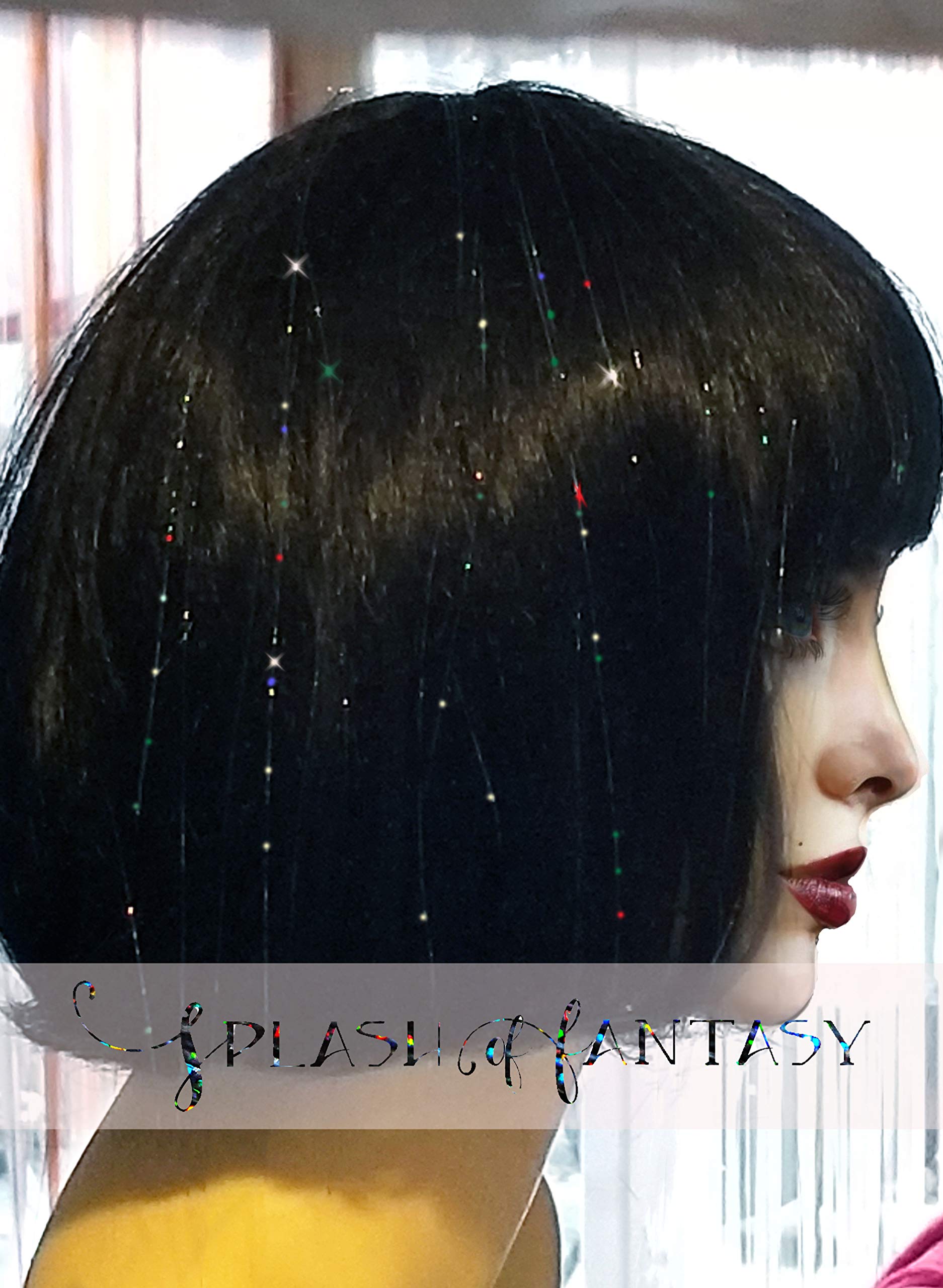 40'' Hair Tinsel 100 Strands (Sparkle Stellar Midnight Black)