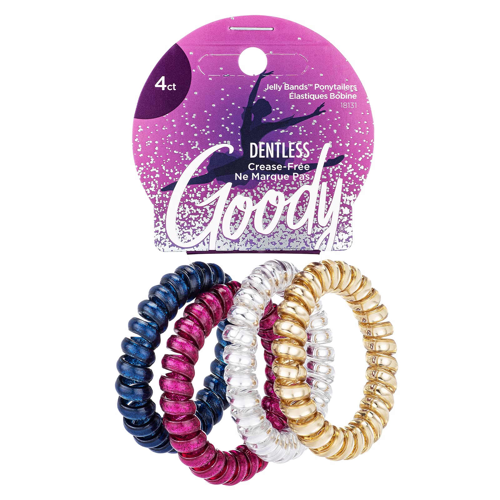 Goody Holiday Ball Coils - 4 Count, Assorted - Jelly Bands Ponytailers Hair Accessories for Men, Women, Boys and Girls to Style 