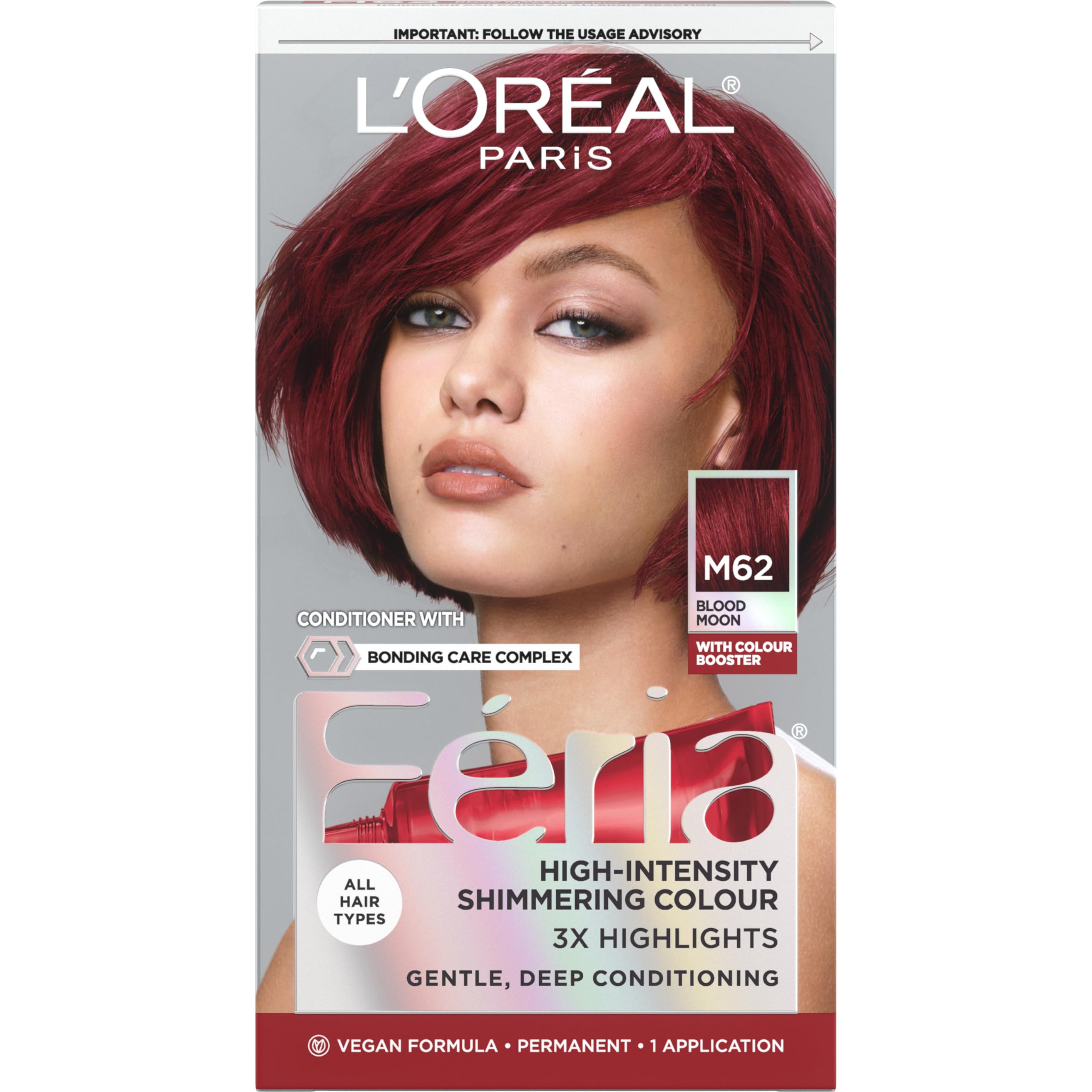 LOreal Paris Feria Midnight Bold MultiFaceted Permanent Hair Dye, OneStep Hair Color Kit for Dark Hair, No Bleach Required, B