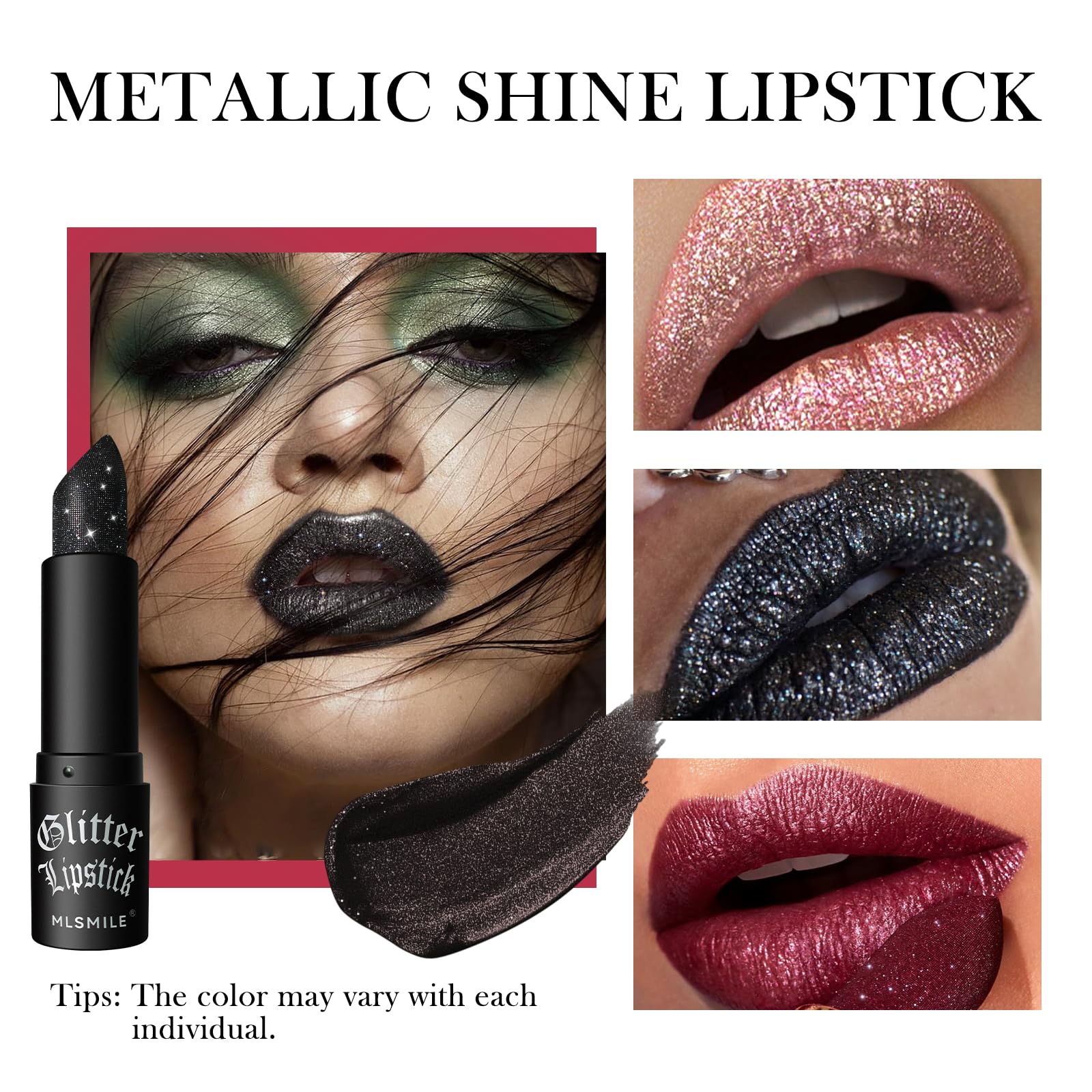 Diamond Lipstick Lip Gloss Long Lasting Waterproof Glitter Lipstick & Eyeshadow, High Shine Non-Stick Cup Matte Lipstick, Flash