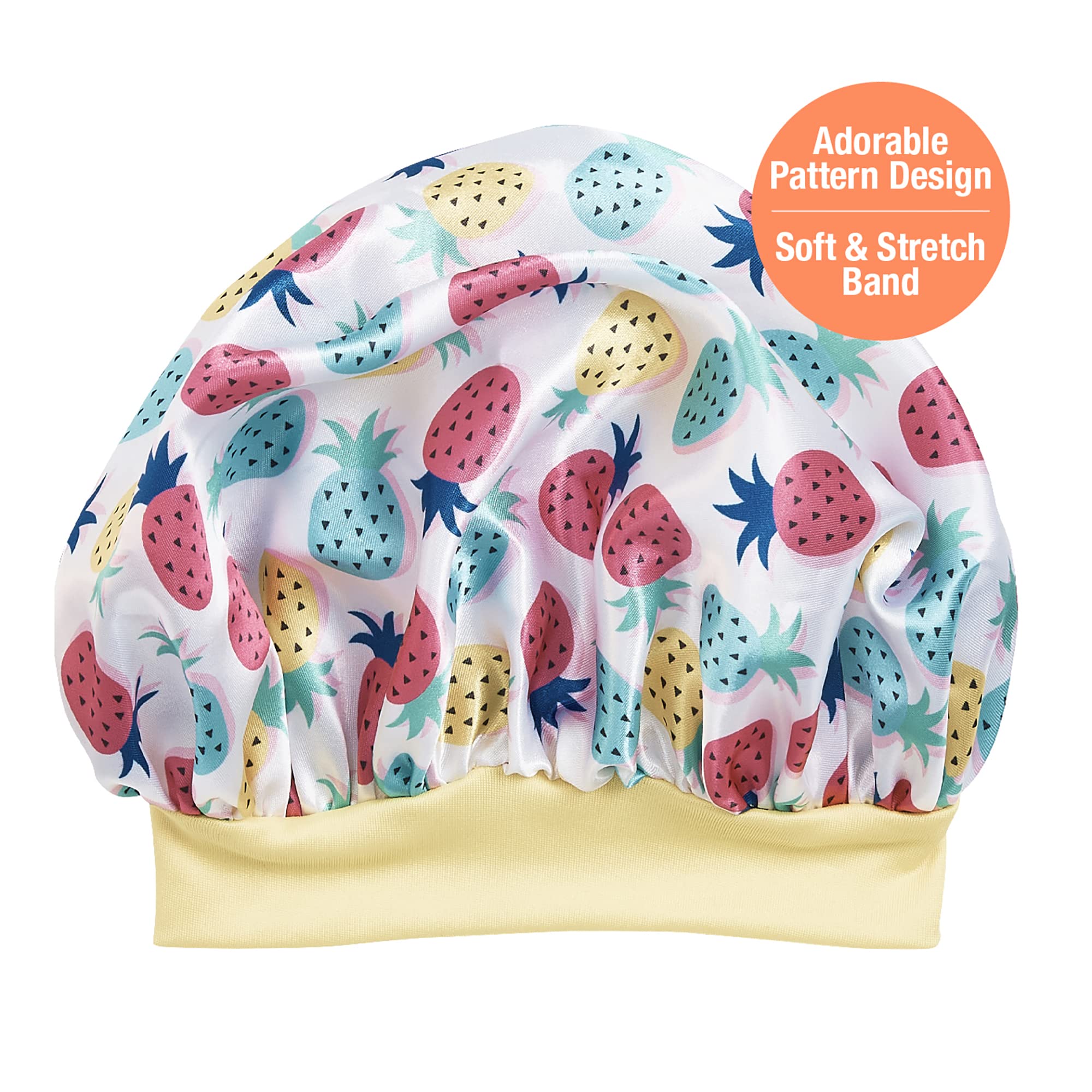 Red By Kiss Baby Satin Bonnet Sleep Caps Hair Wraps Hair Bonnet (Multi Pineapple)
