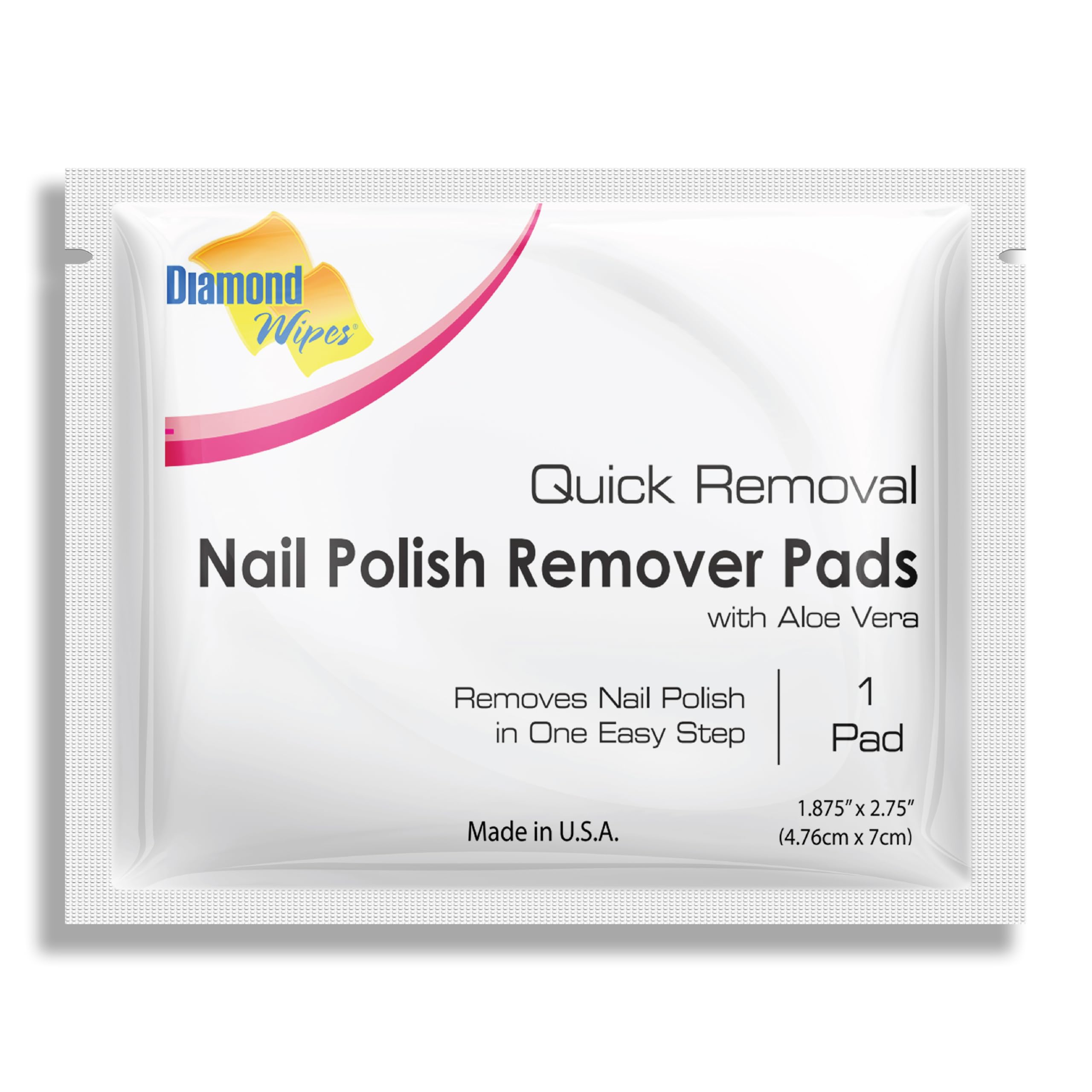 Diamond Wipes Nail Polish Remover Wipes with Aloe Vera, Acetone Nail Polish Remover Pads, Case of 500 Individually Wrapped Nail