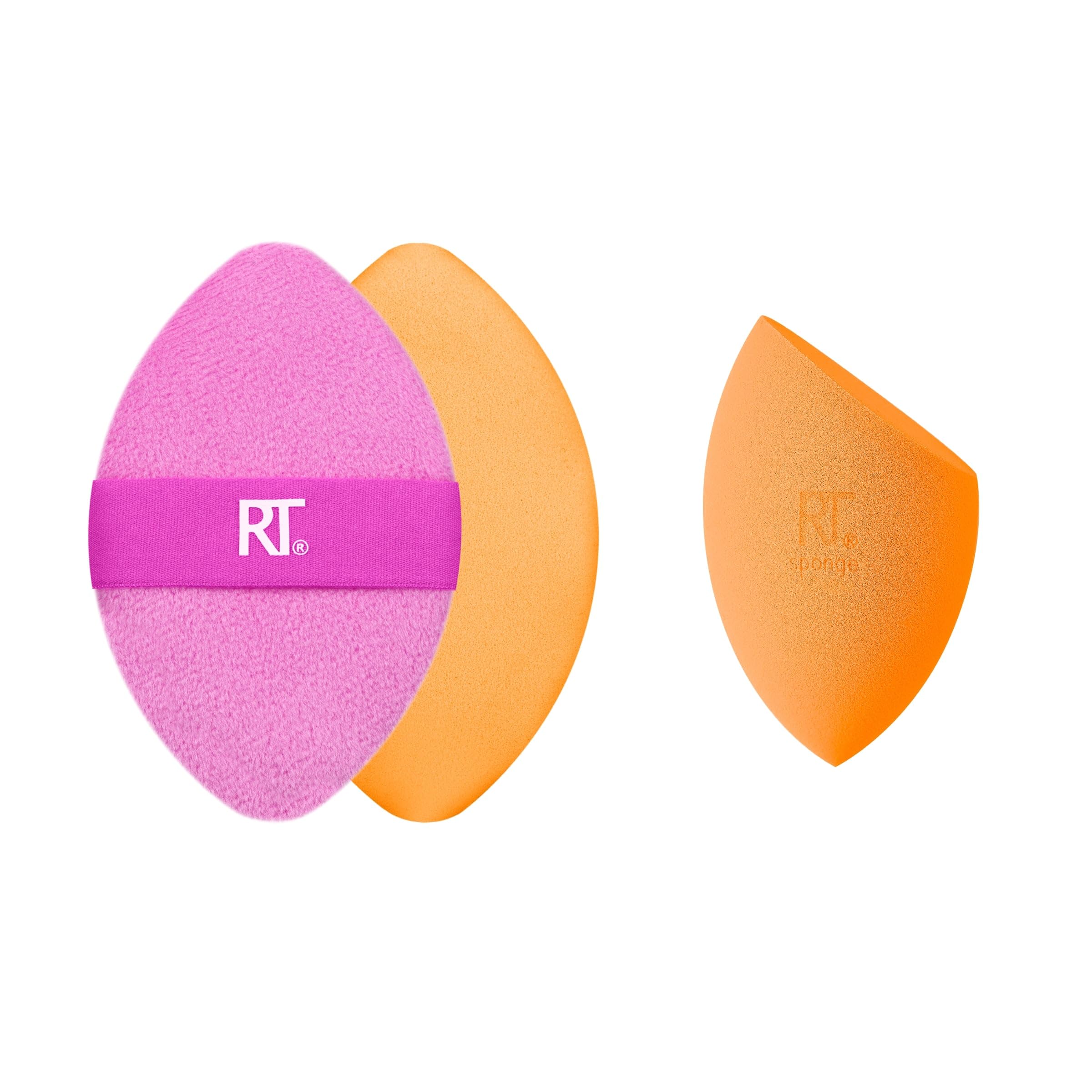 Real Techniques Miracle Complexion Sponge + Miracle 2-In-1 Powder Puff, Makeup Blending Sponge & Dual-Sided Powder Puff, For Liq