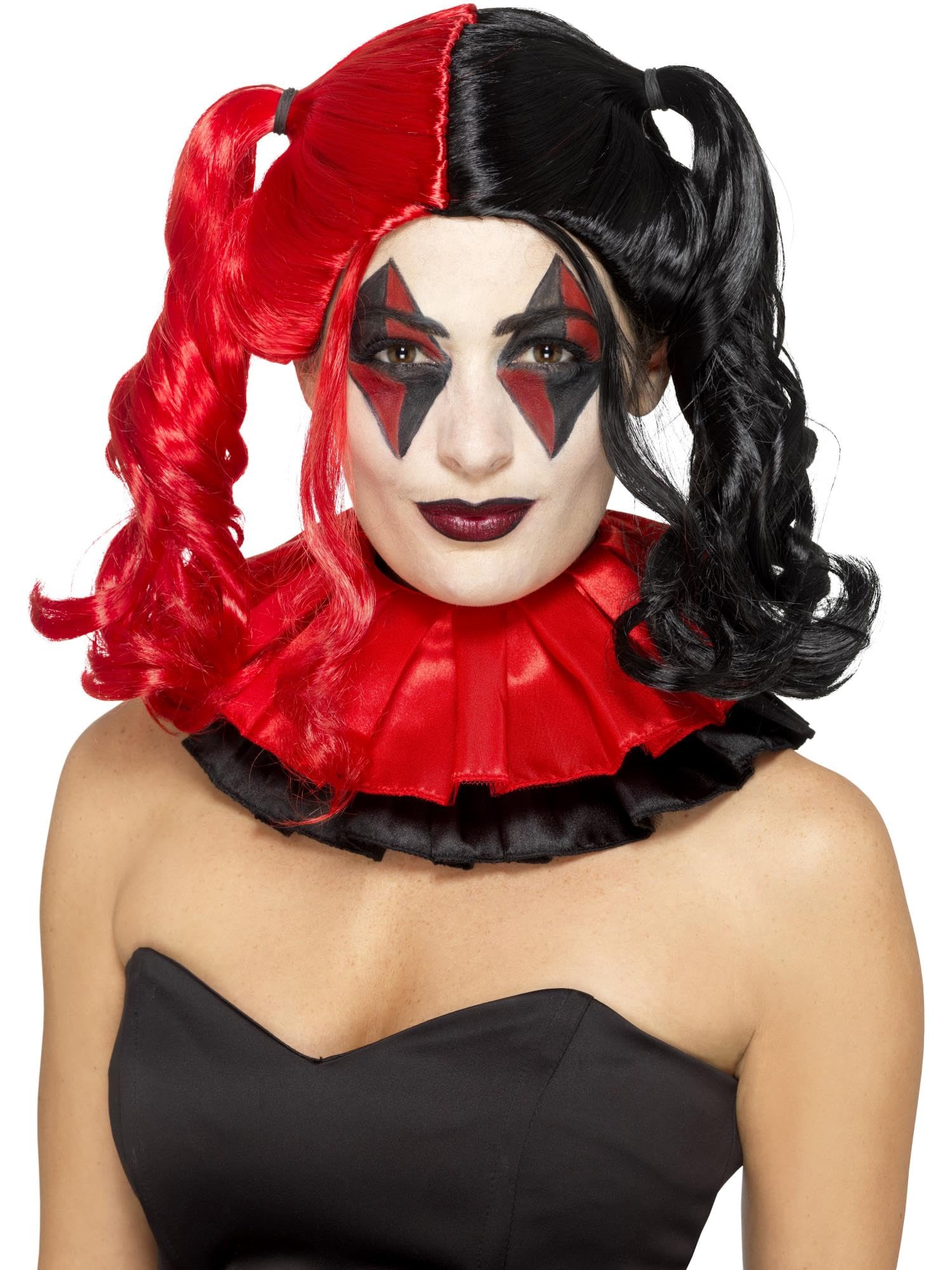 Smiffy's Women's Twisted Harlequin Wig, black/red, One Size