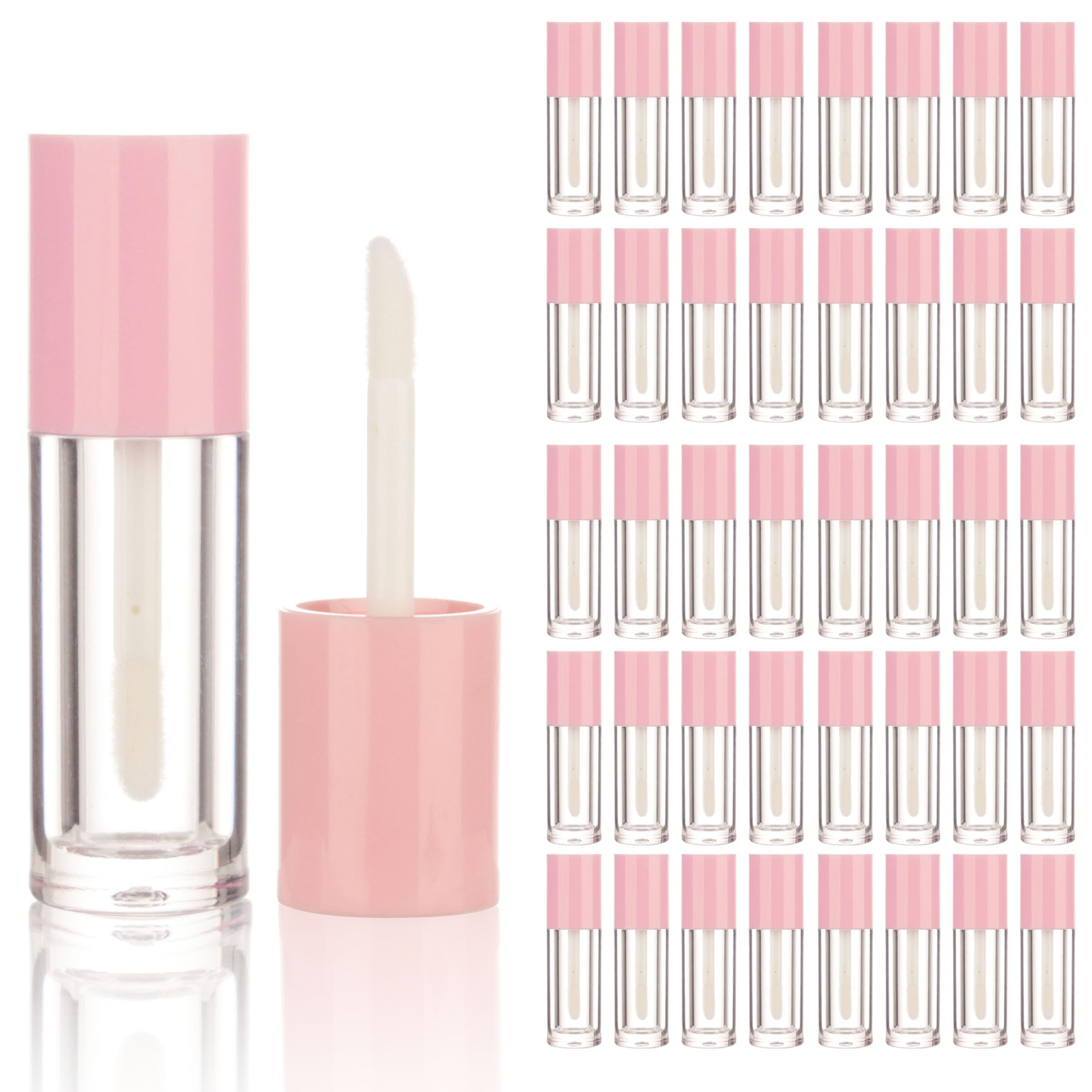 COSIDEA 40PCS Empty Pink Mini Lip Gloss Tubes 2.5ml 0.08 OZ lipgloss Tube with Wand Applicator for Lip oil tint bottles containe