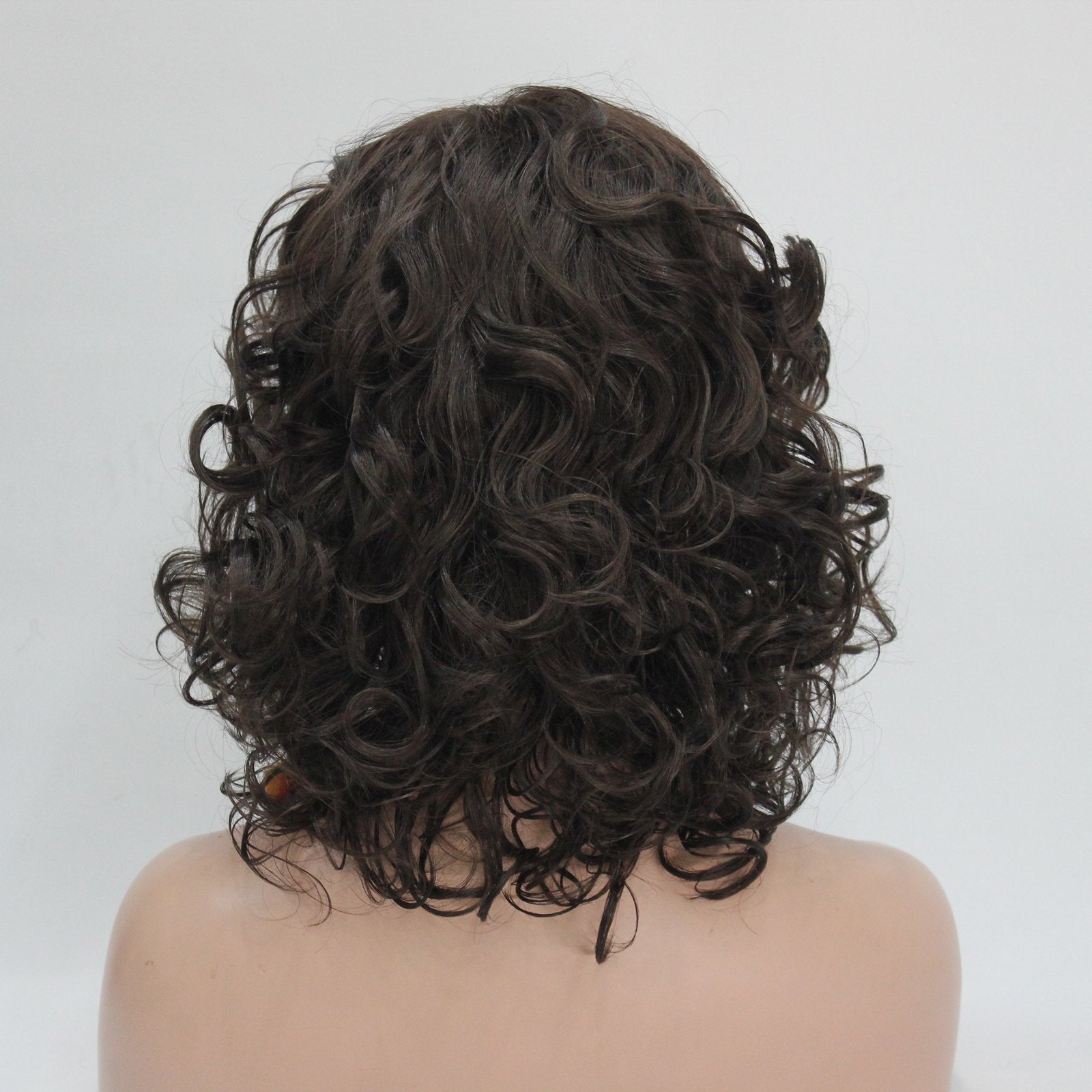 Lydell Short Length Chestnut Brown Afro Curl Full Synthetic Wig Women Wigs (Chestnut Brown)