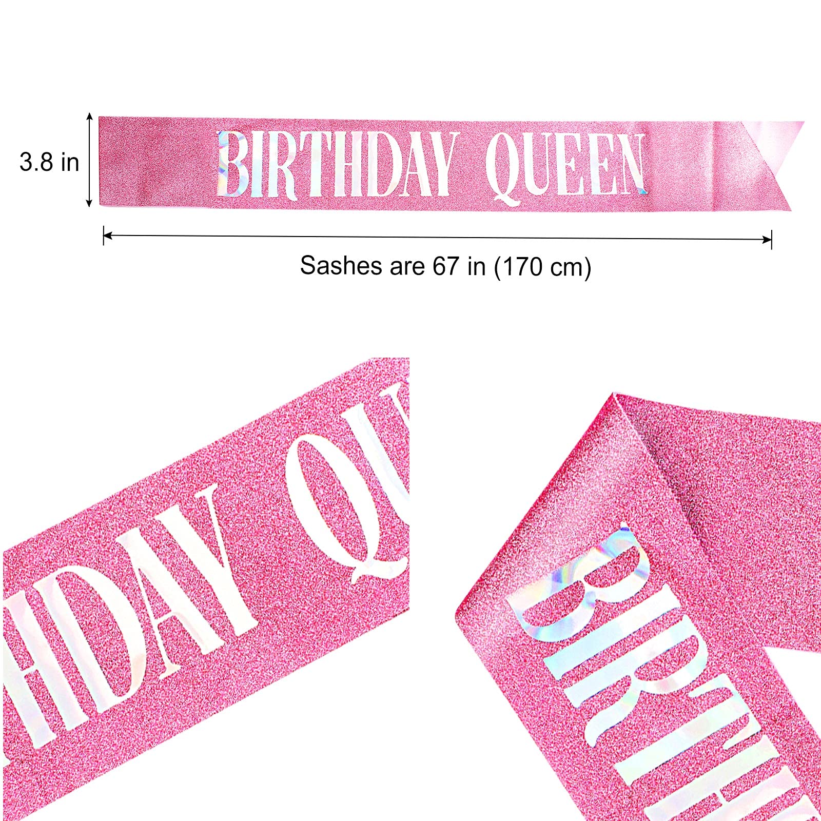 CIEHER Tiaras for Women Birthday,Birthday Crown,Birthday Queen Sash & Rhinestone Tiara Kit,Pink Crown,Princess Elegant Crown wit