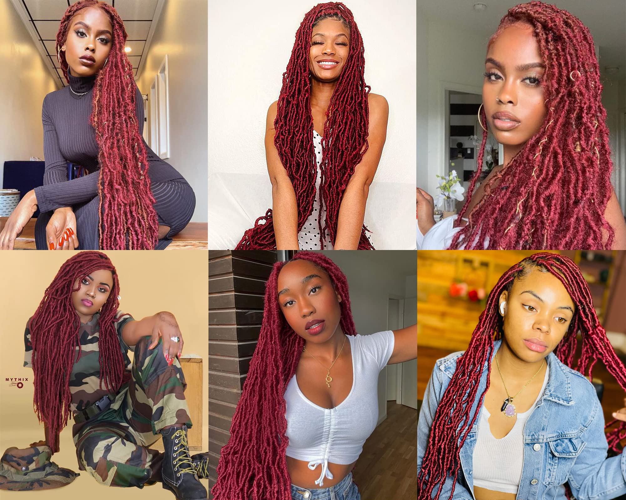 Faux Locs Crochet Hair 32 Inch Soft Locs Burgundy Crochet Hair 7 Packs Red Goddess Locs Braids Hair Extensions For Black Women a